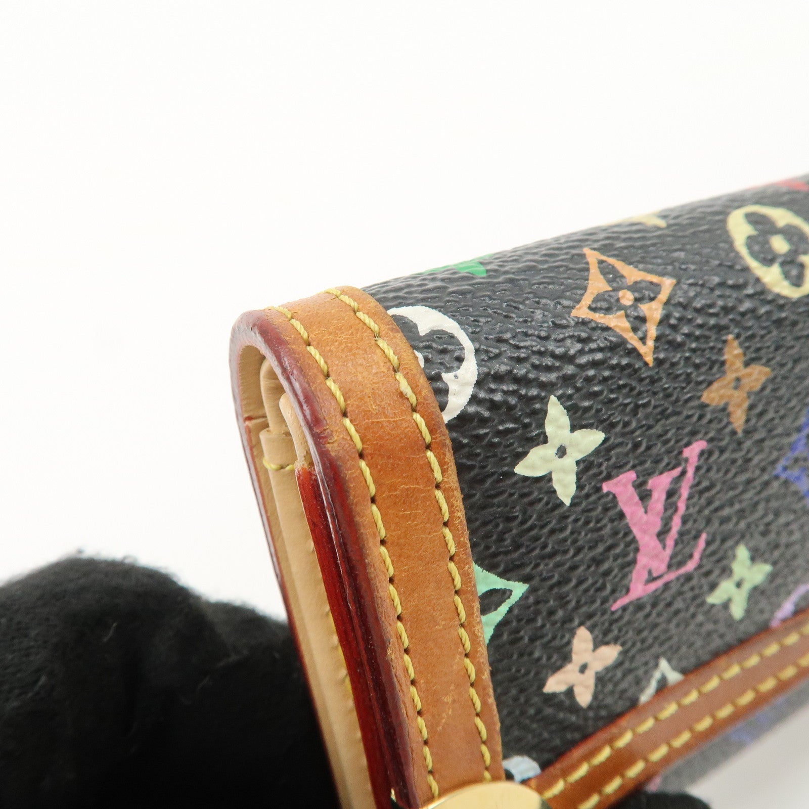 Louis Vuitton Monogram Multicolor Porte Monnaie Plat Coin Case Noir M92656 Used