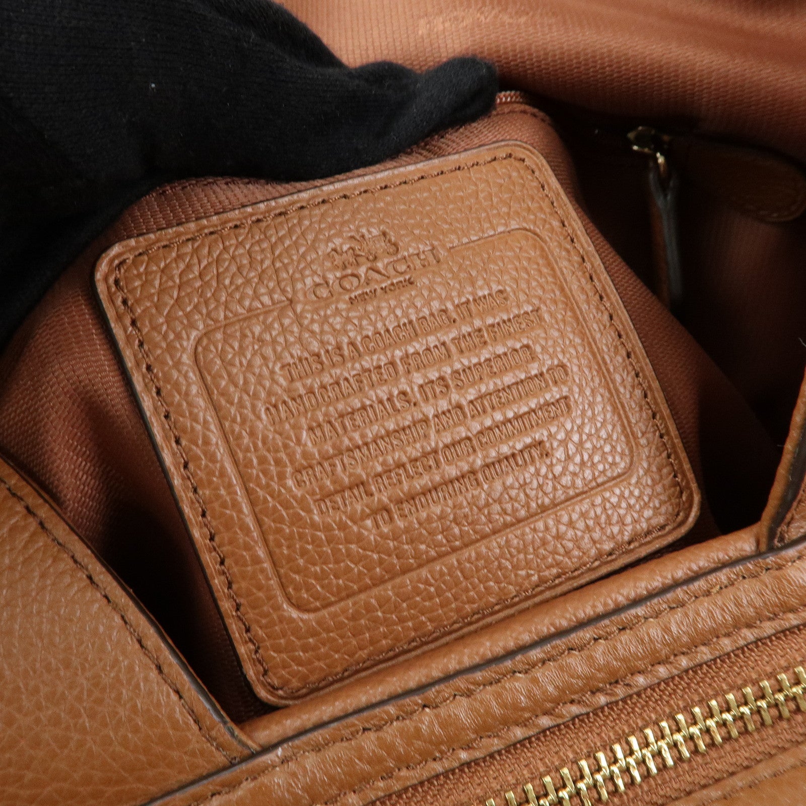 COACH Logo Leather Shoulder Bag Hand Bag Brown