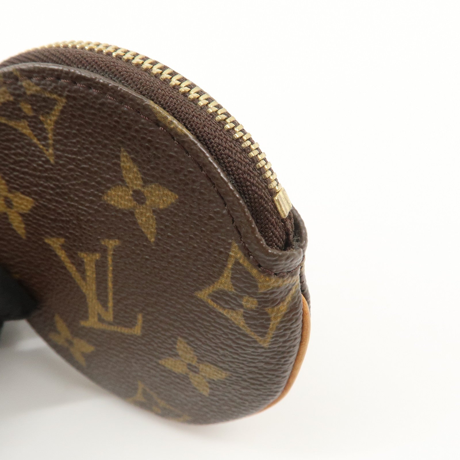 Louis Vuitton Monogram Porte Monnaie Rond Coin Case Brown M61926 Used