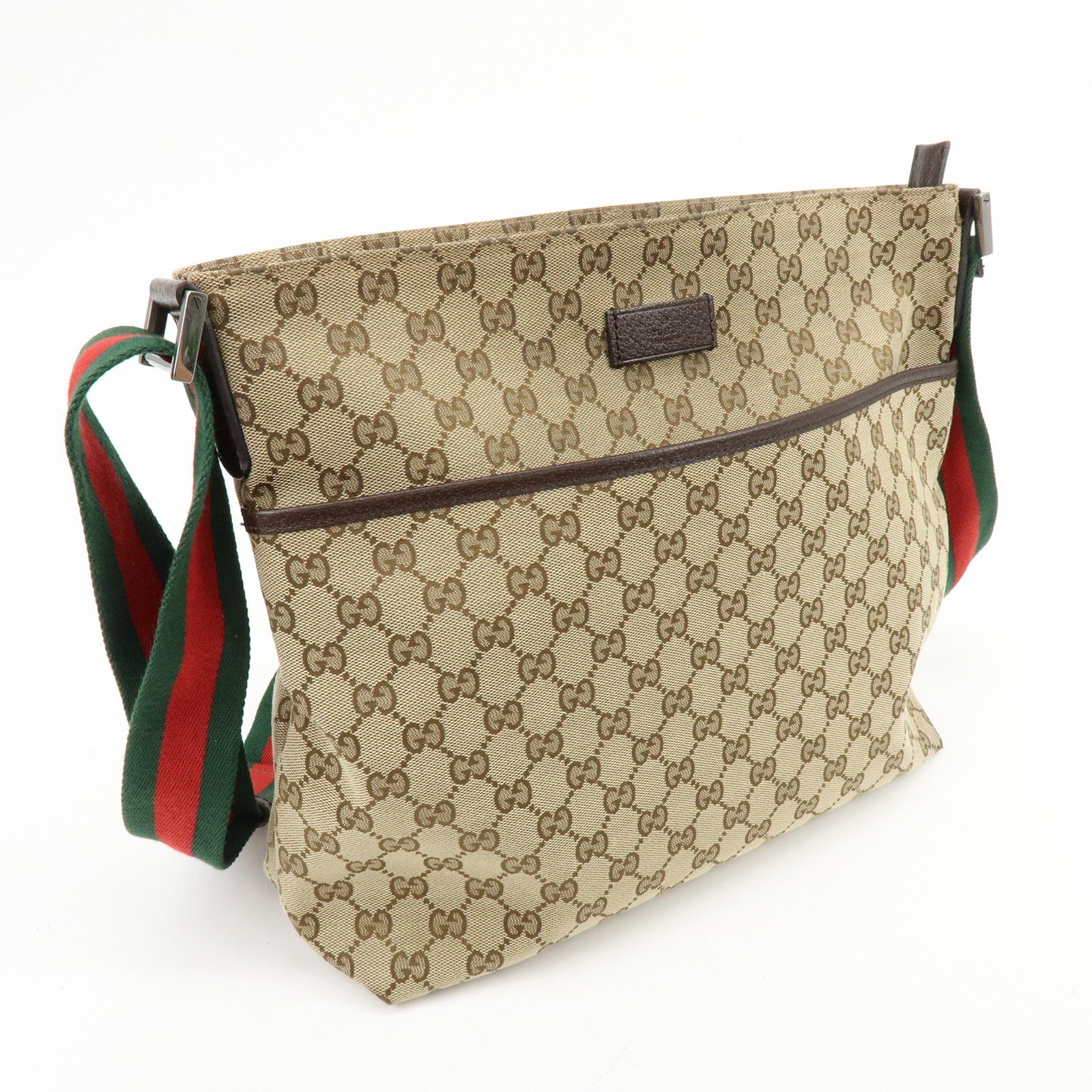 GUCCI Sherry GG Canvas Leather Shoulder Bag Beige Brown 189751