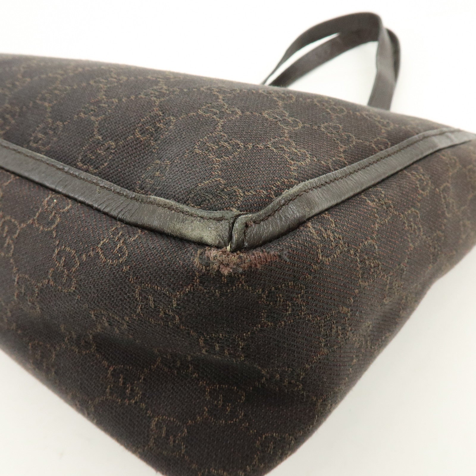 GUCCI Abbey GG Canvas Leather Tote Bag Hand Bag Brown 268639