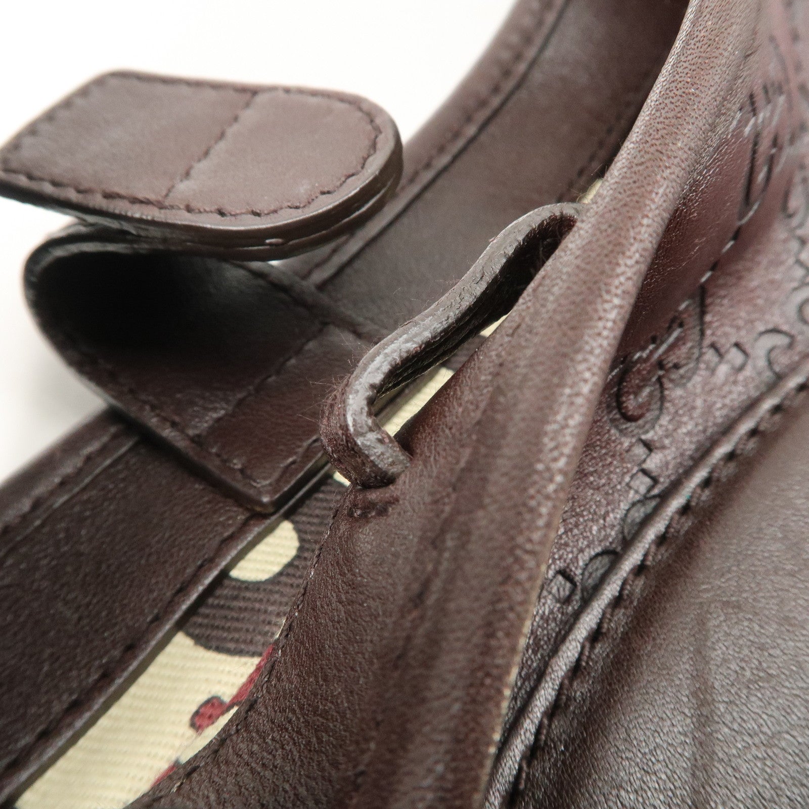 GUCCI Guccissima Leather Shoulder Bag Hand Bag Dark Brown 145781 Used