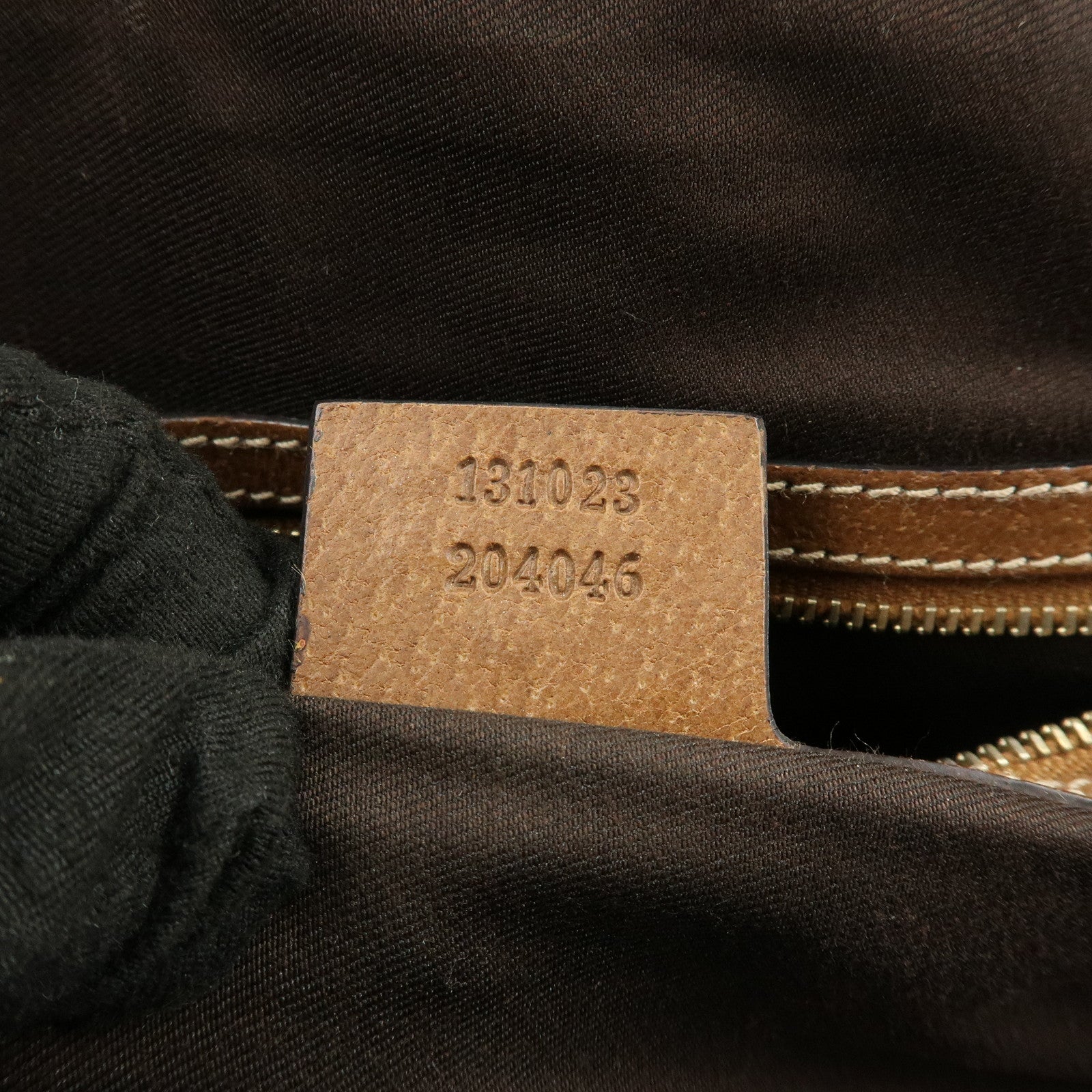 GUCCI GG Canvas Leather Studded Hand Bag Brown 131023