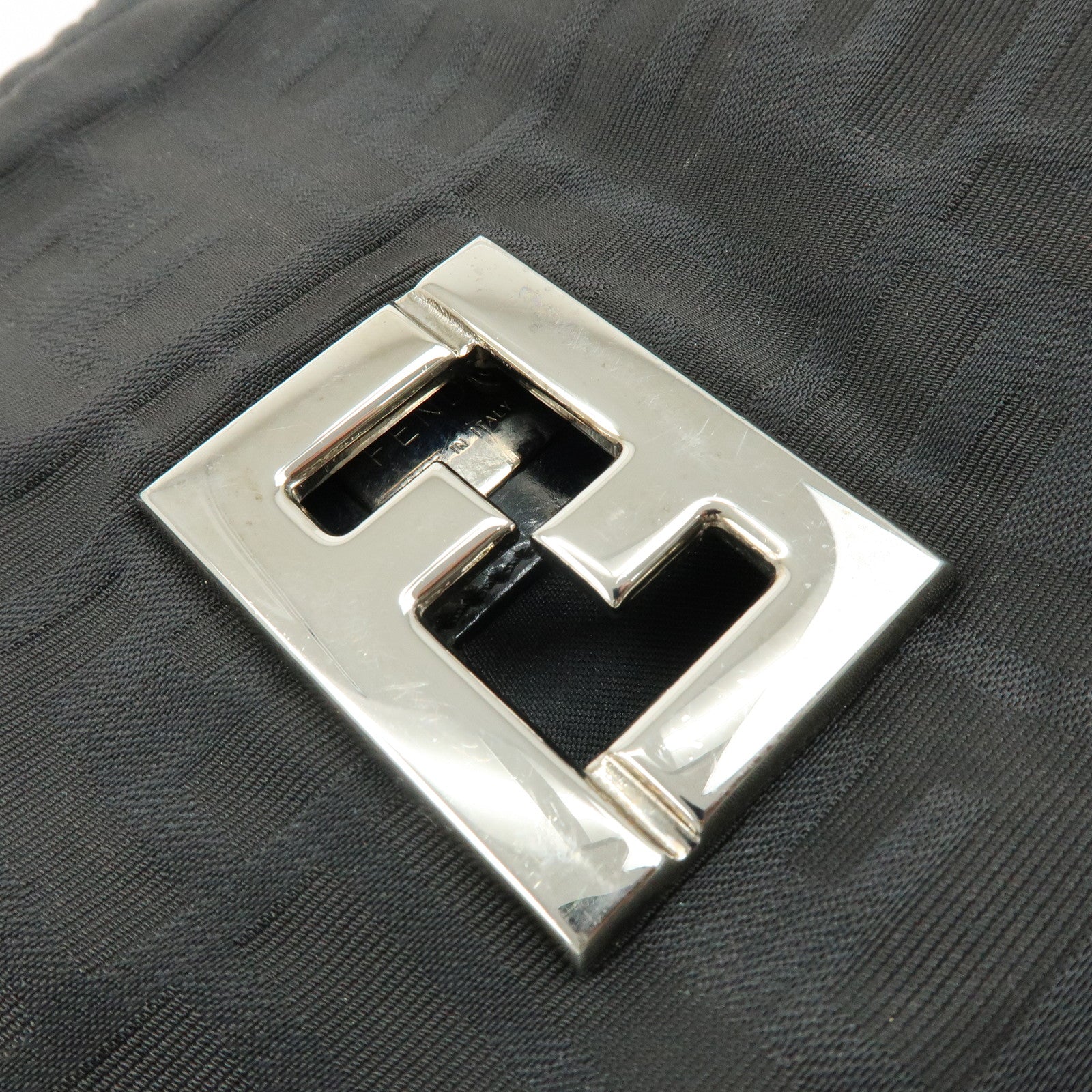 FENDI Zucca Canvas Leather Tote Bag Shoulder Bag Black 15785