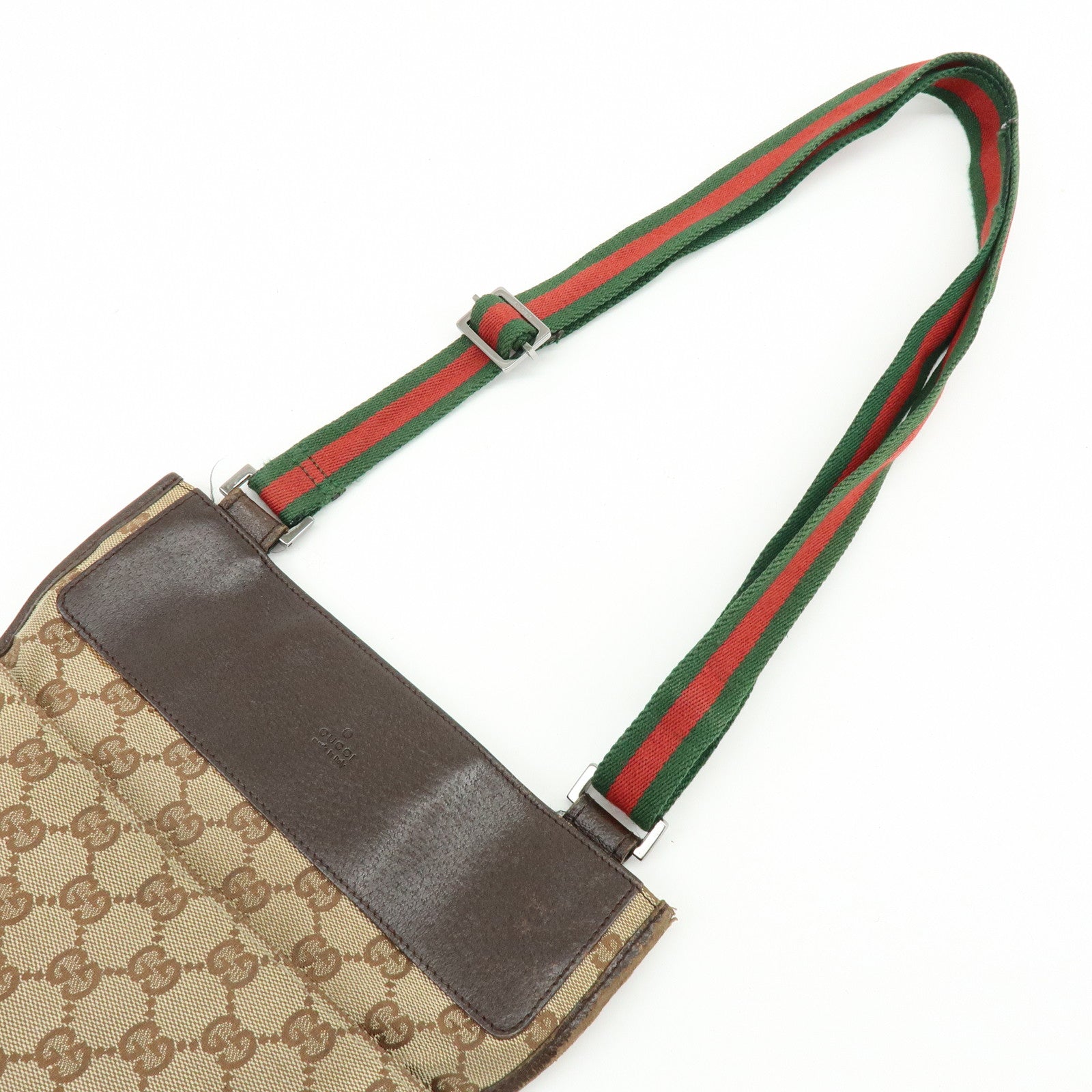 GUCCI Sherry GG Canvas Leather Shoulder Crossbody Bag Brown 27639