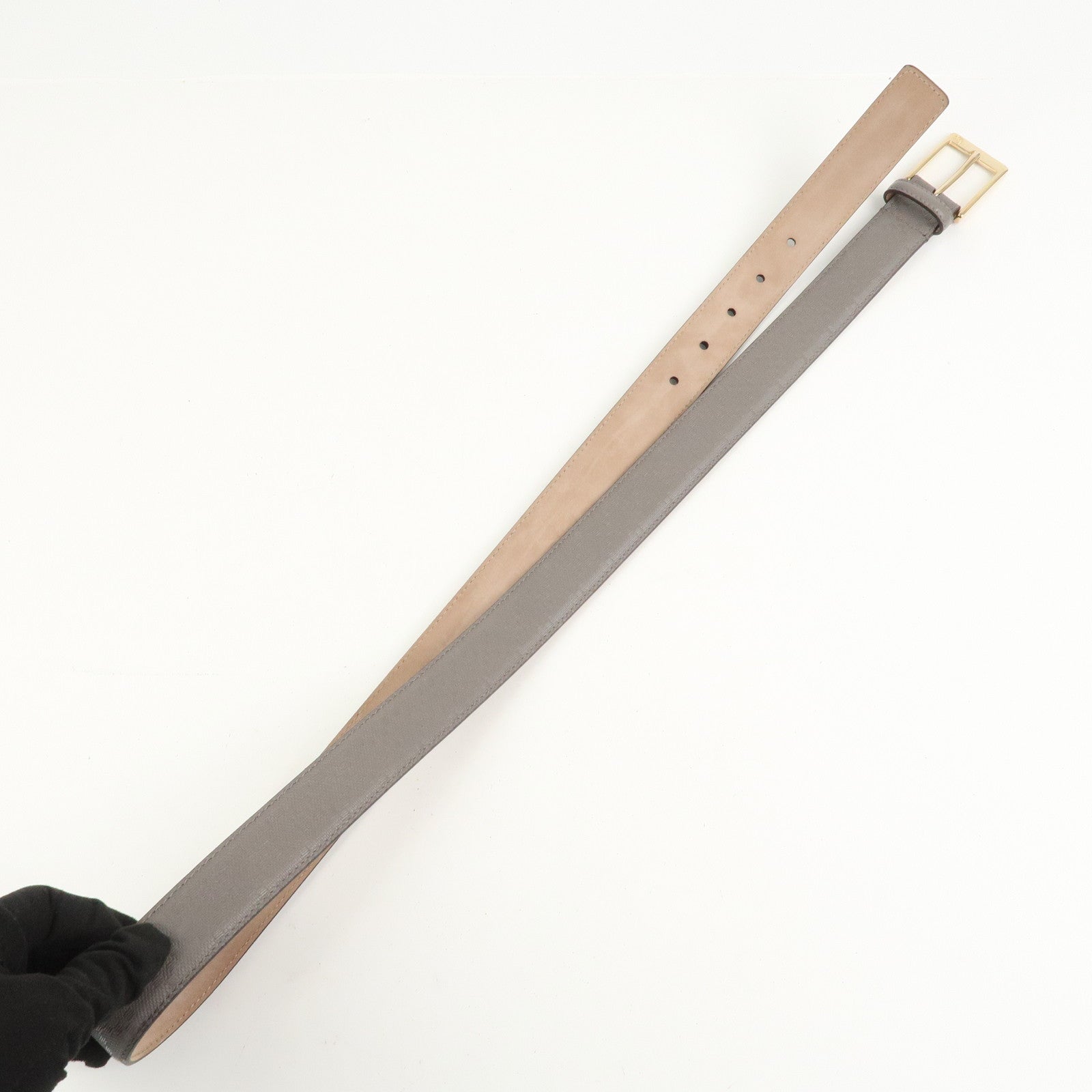 GUCCI Diamante GG Marmont Leather Belt 105/42 Gray 345658