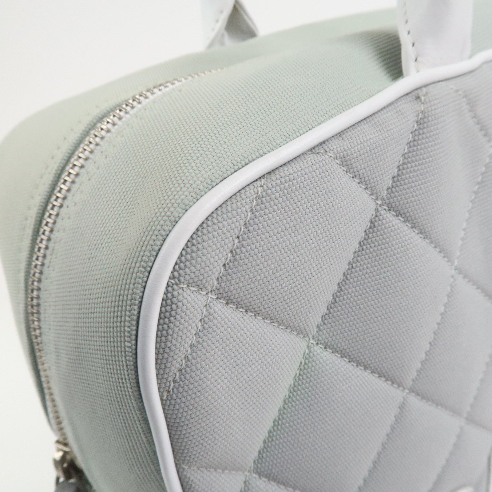 CHANEL Sports Line COCO Mark Canvas Leather Hand Bag Gray White