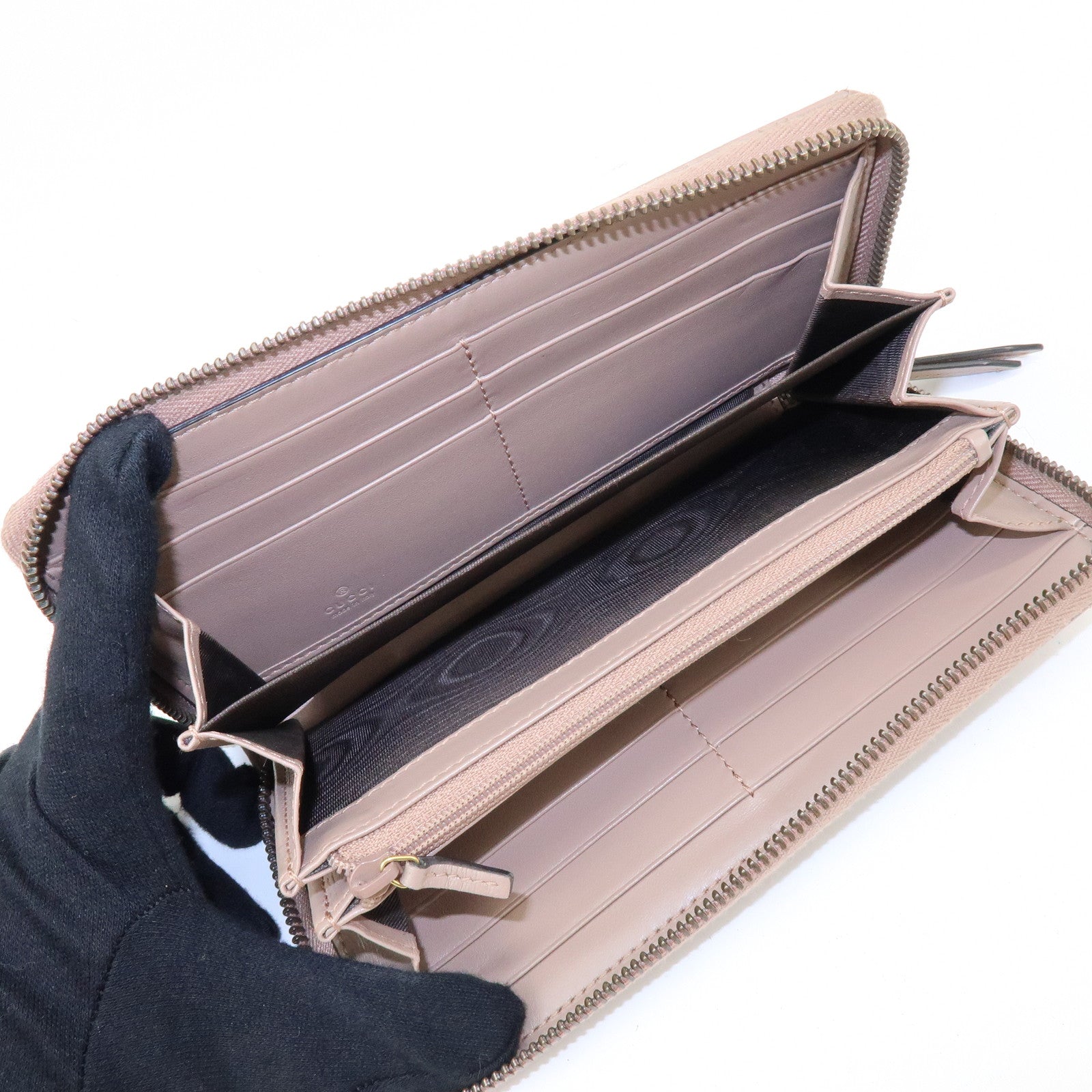 GUCCI GG Marmont Chevron Leather Long Wallet Beige 443123