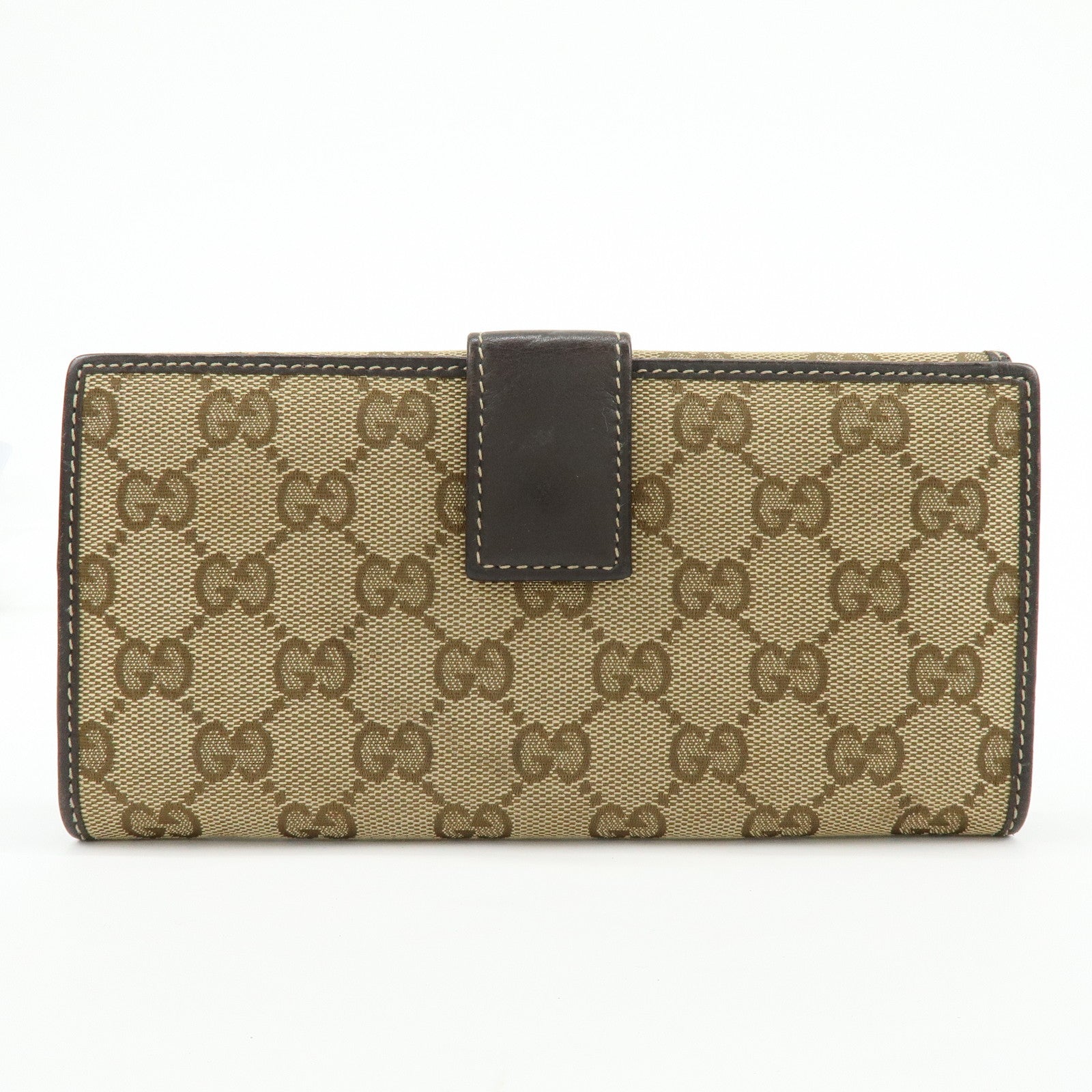 GUCCI Lovely Heart GG Canvas Leather Long Wallet Brown 245723