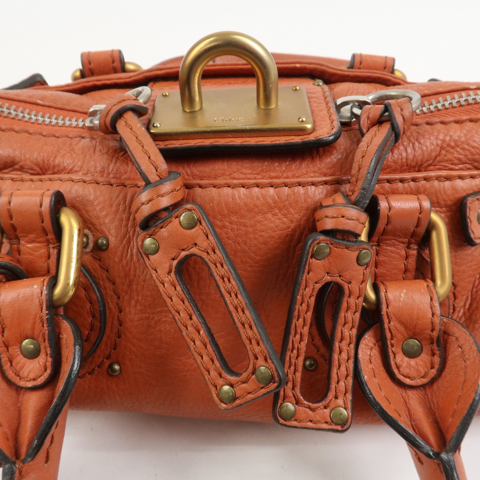 Chloe Paddington Leather Hand Bag Shoulder Bag Orange