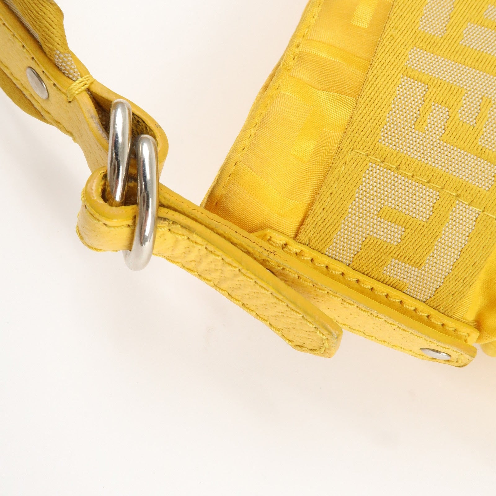 FENDI Nylon Leather Shoulder Bag Hand Bag Yellow 8BR500 Used