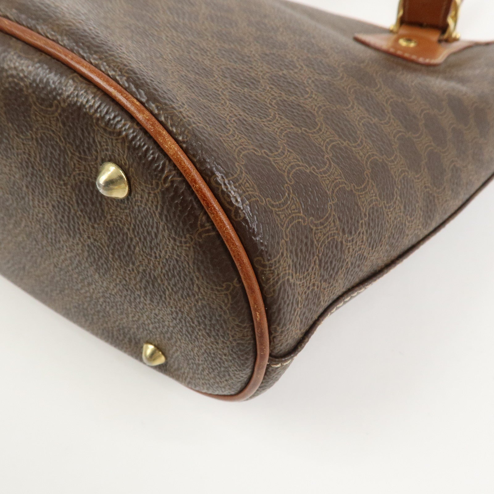 CELINE Macadam PVC Leather Tote Bag Hand Bag Brown