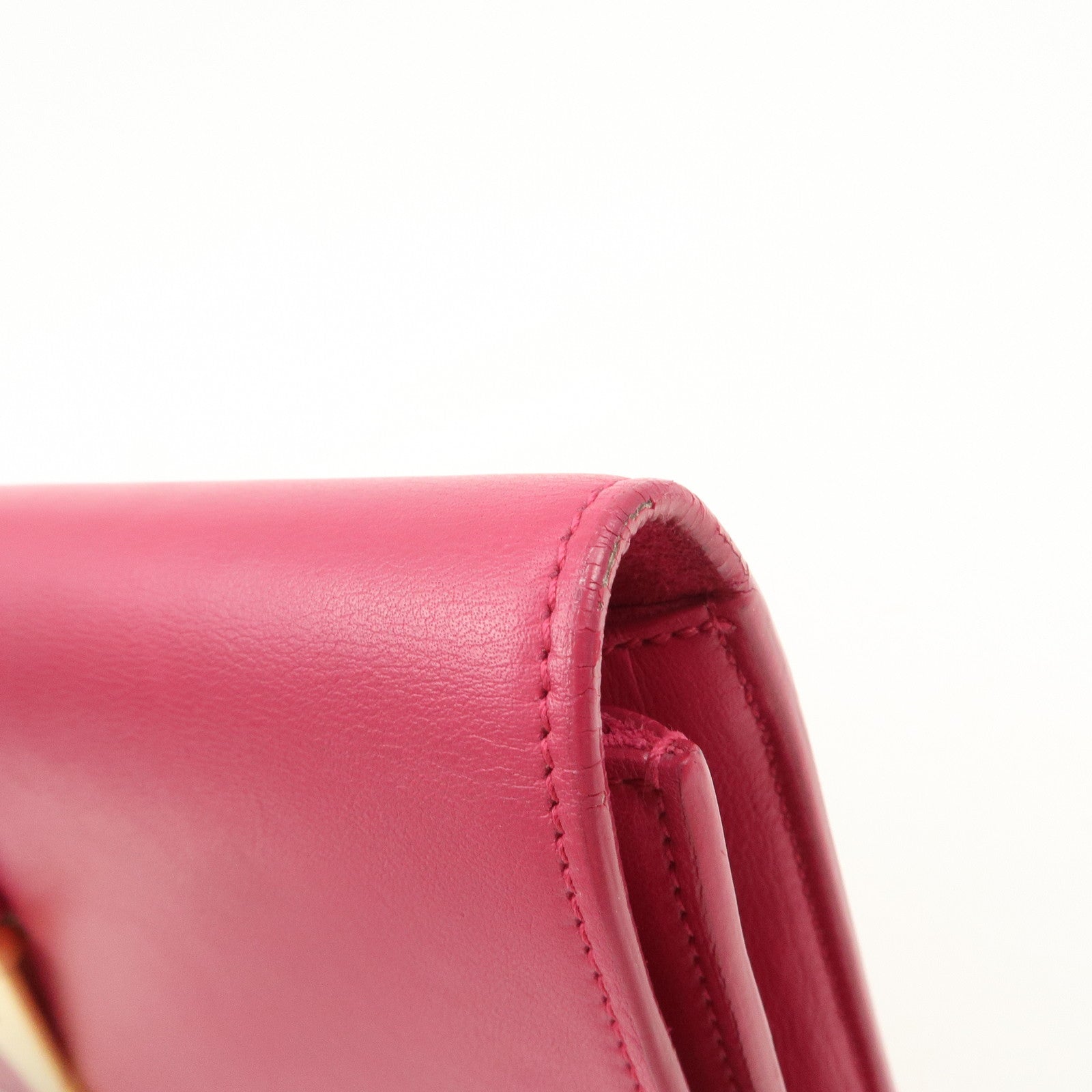 SAINT LAURENT PARIS Leather Clutch Bag Pink Gold HDW Used