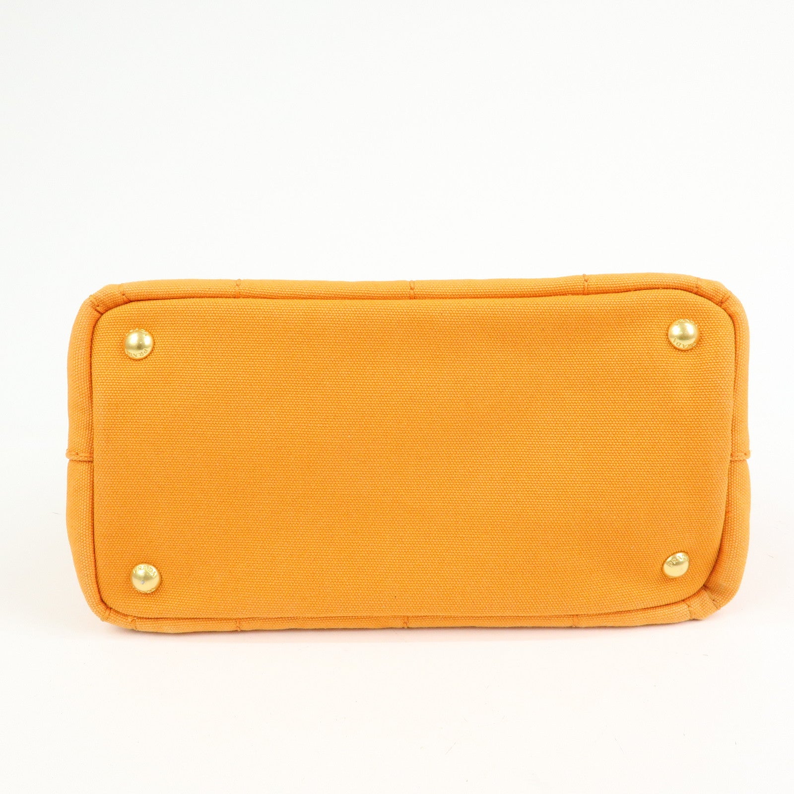 PRADA Triangle Logo Canapa Mini Canvas Tote Hand Bag Orange BN2439