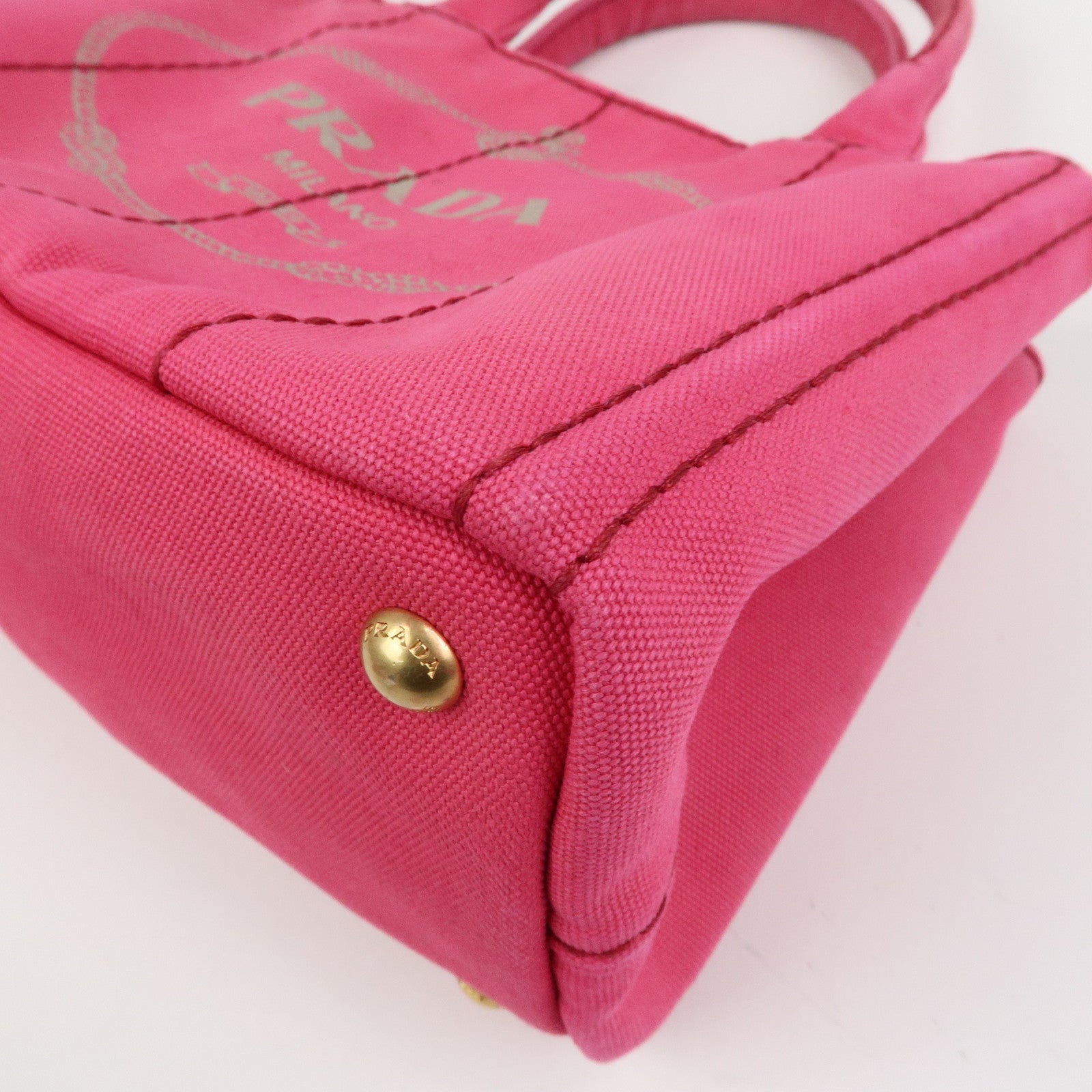 PRADA Triangle Logo Canapa Mini 2Way Hand Shoulder Bag Pink B2439G