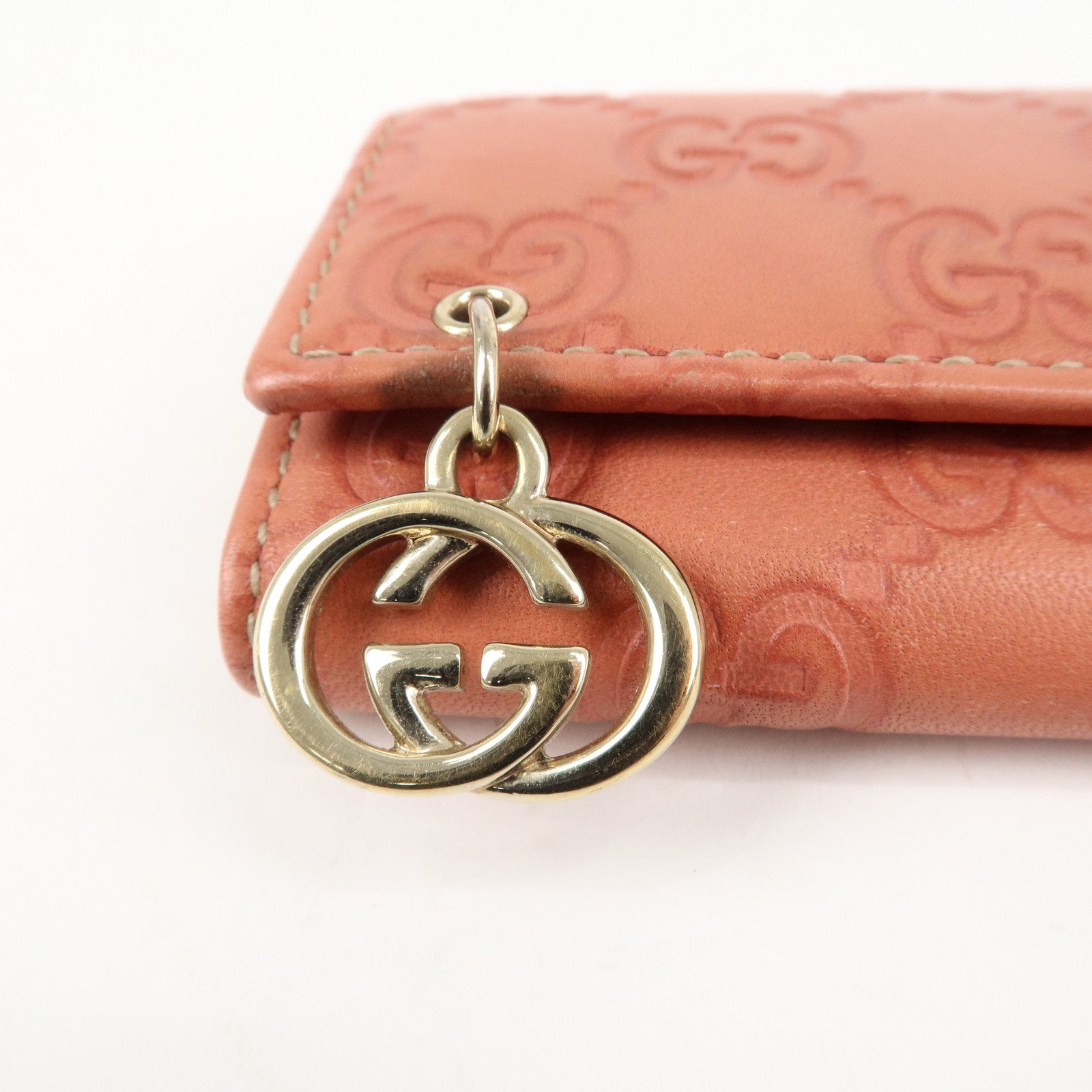 GUCCI Guccissima Leather 6 Rings Key Case Pink Gold HDW 212111 Used