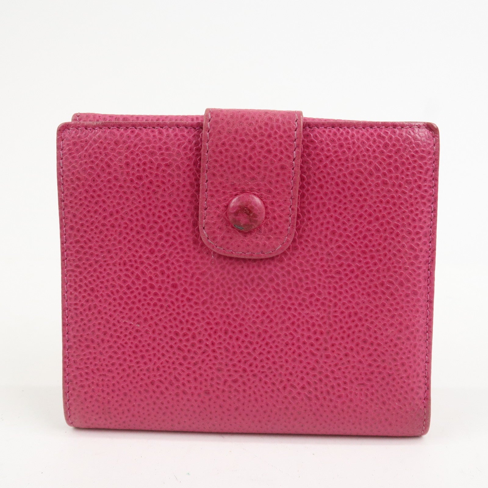 CHANEL COCO Mark Caviarskin Double Hook Bi-fold Wallet Pink