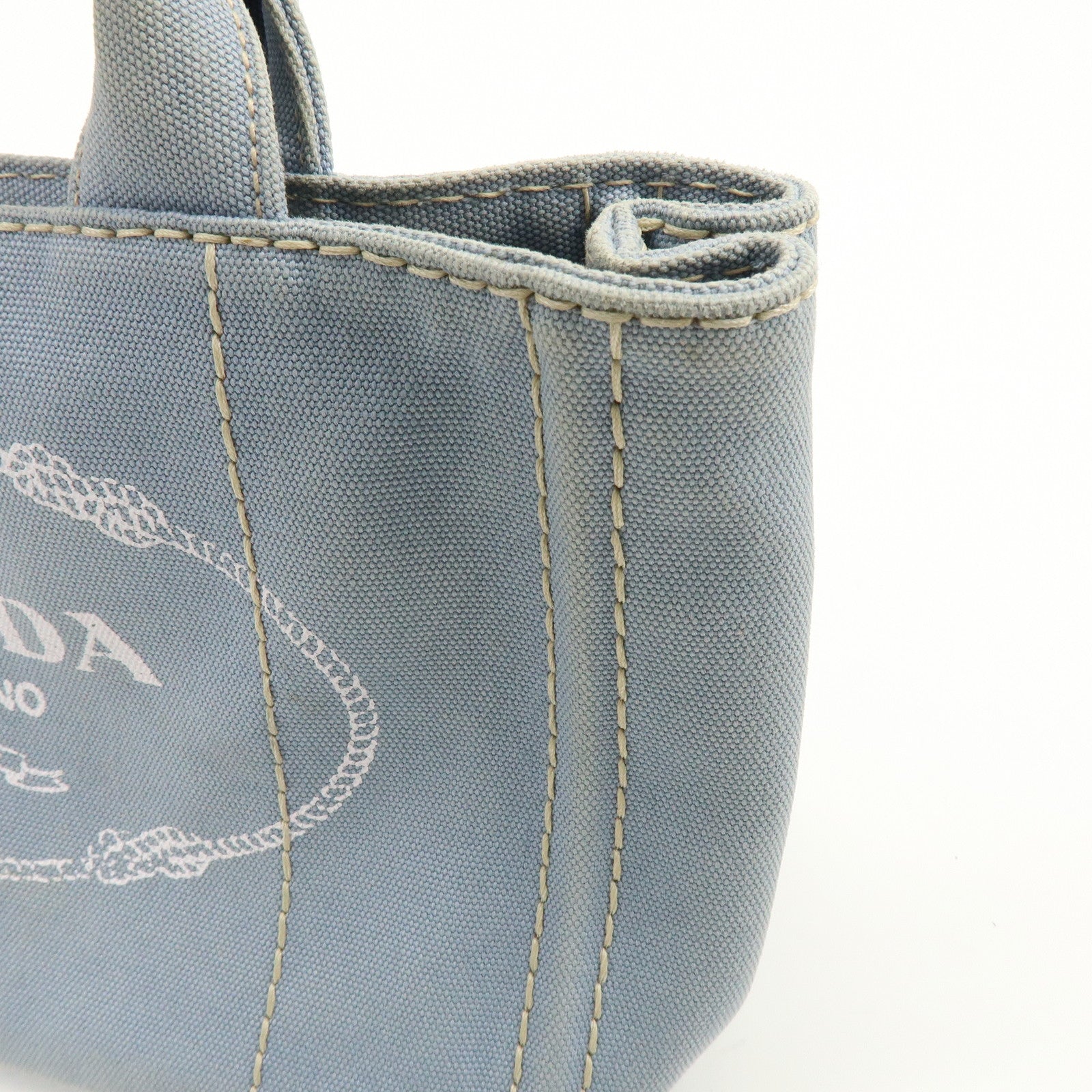 PRADA Canapa Mini Canvas 2Way Bag Hand Bag Light Blue 1BG439