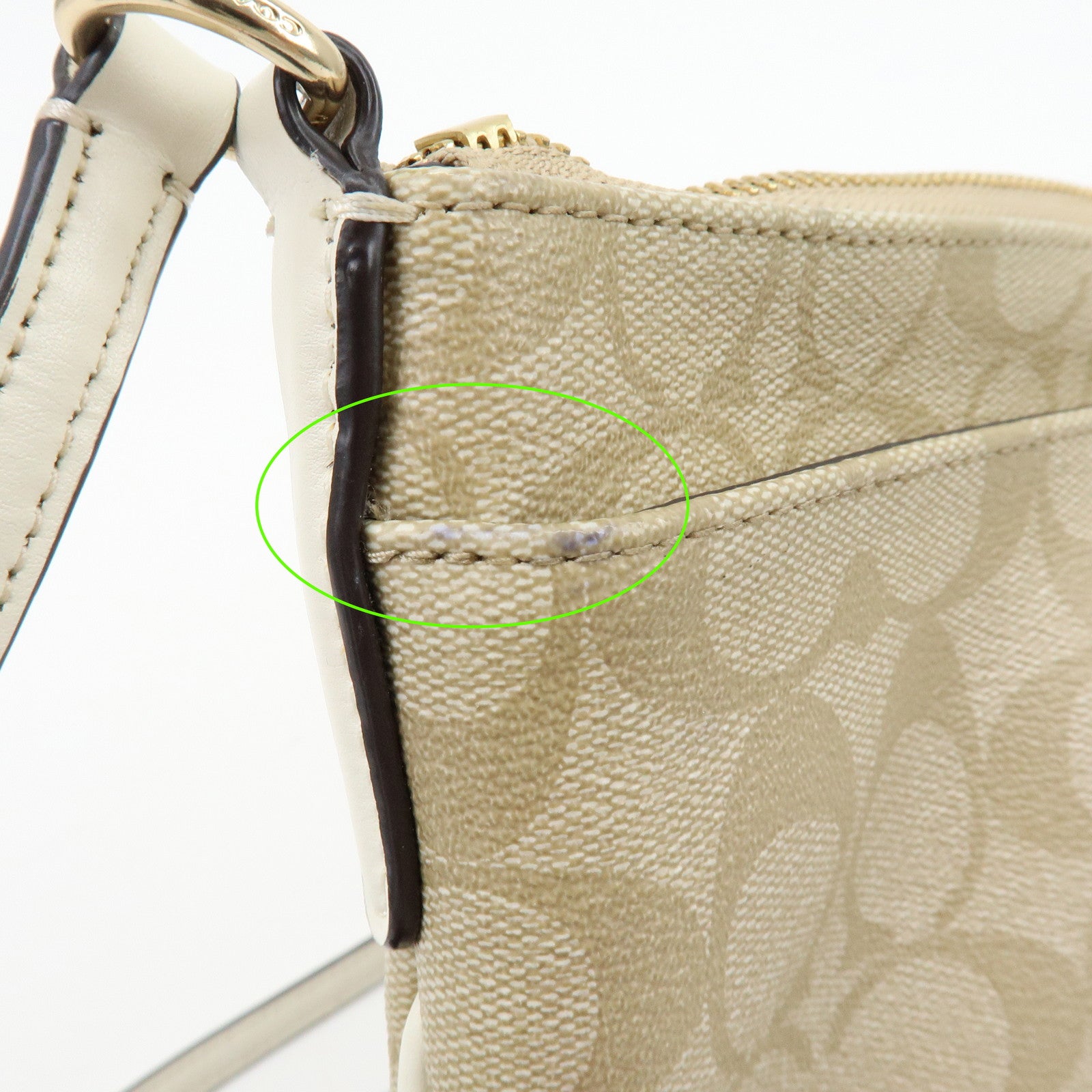 COACH Signature PVC Leather Shoulder Crossbody Bag Beige White