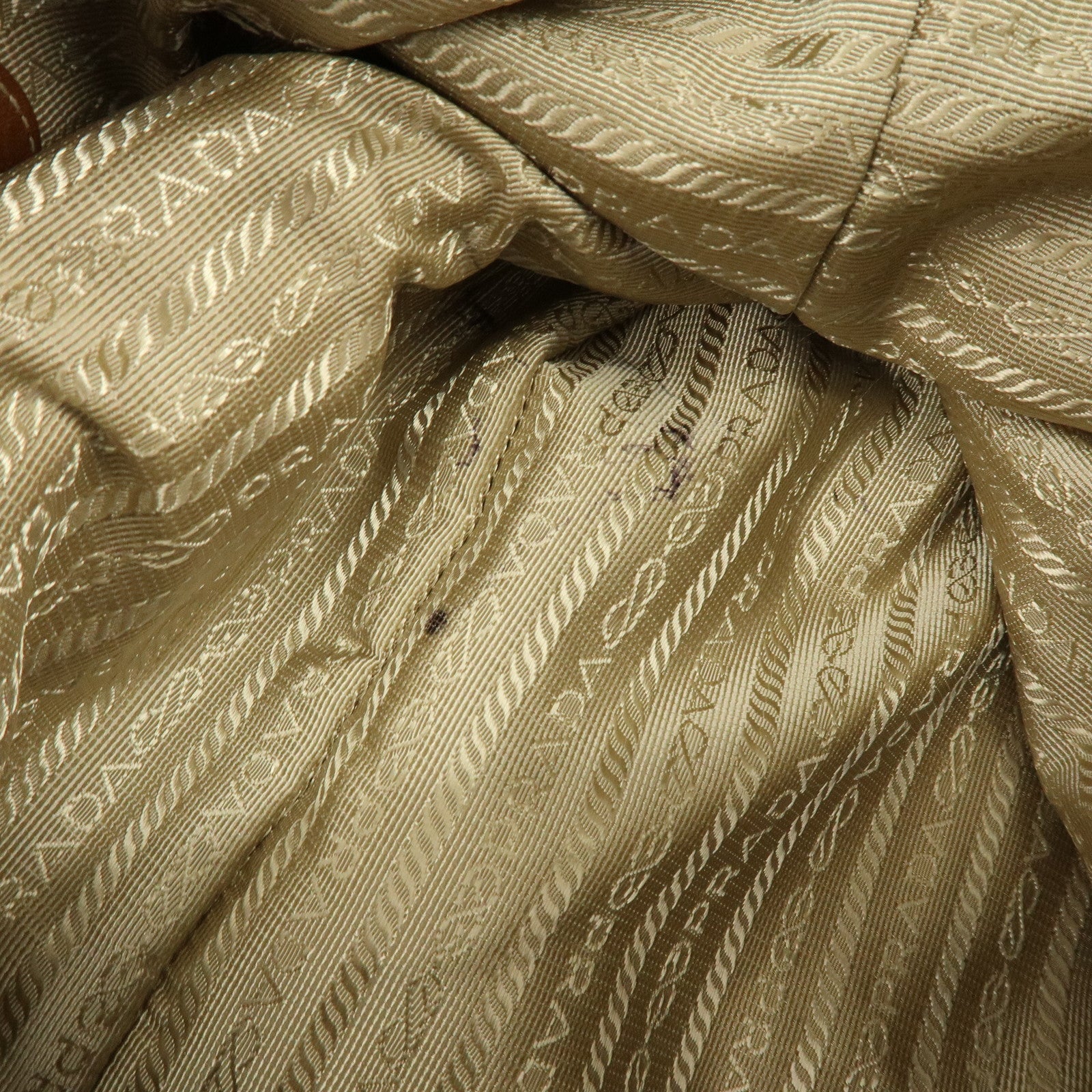 PRADA Canvas Leather Tote Bag Shoulder Bag Camouflage Brown Khaki