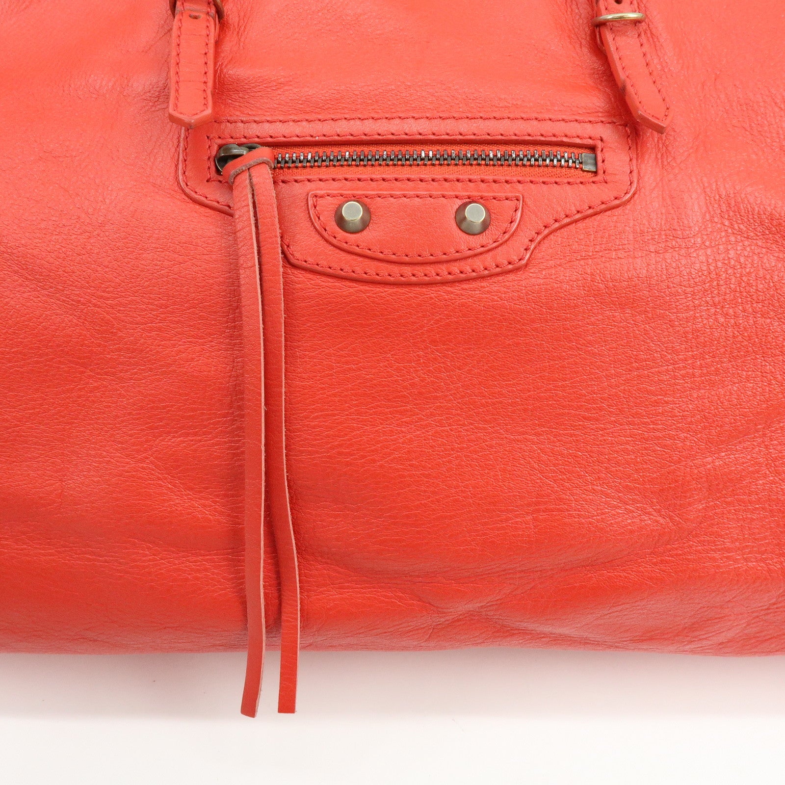 BALENCIAGA Paper Office Zip Leather Tote Bag Hand Bag Red 327771