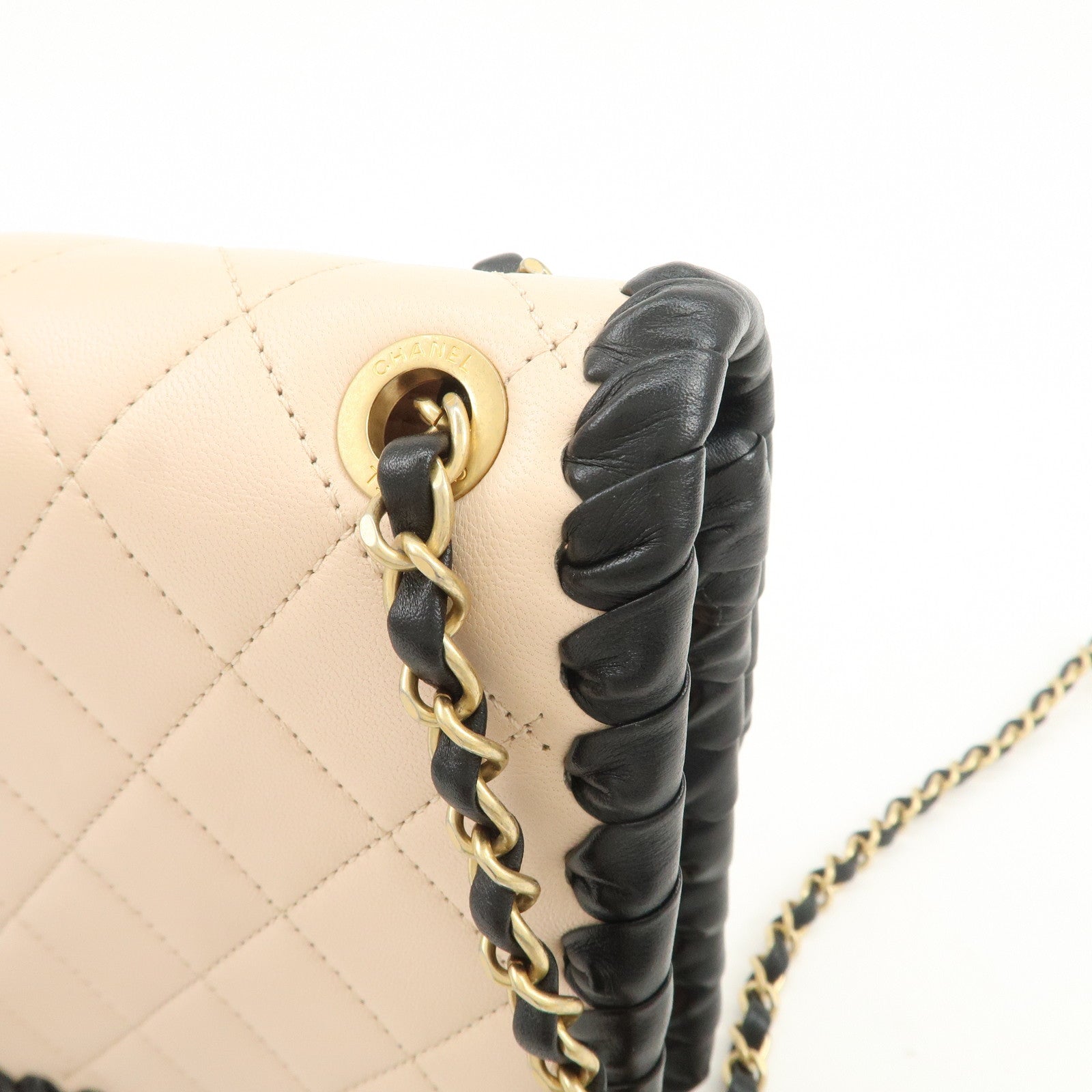 CHANEL Matelasse Mini Flap Lamb Skin Chain Shoulder Bag AS2495