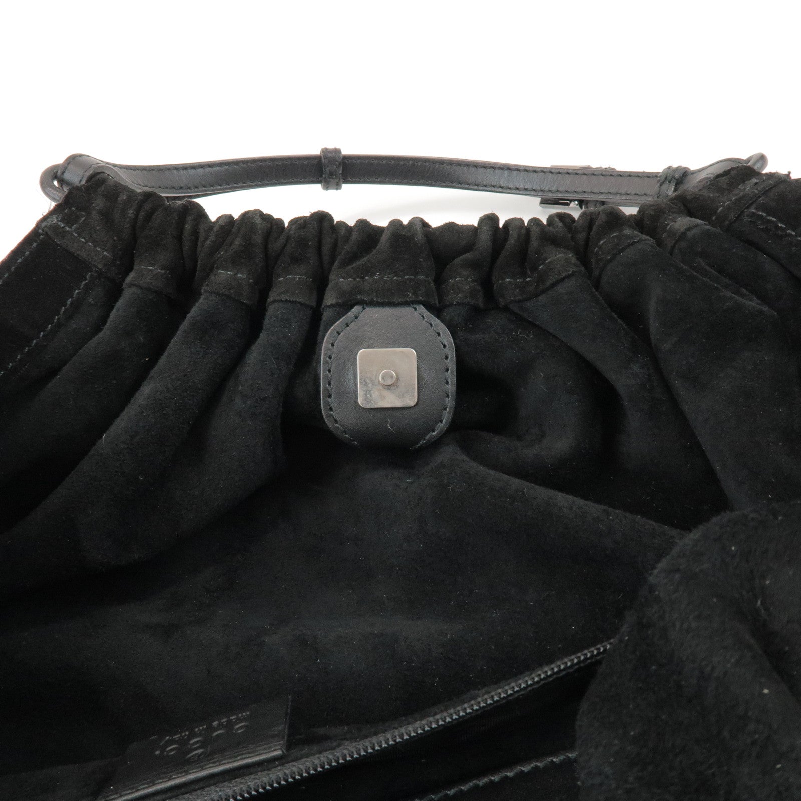 GUCCI Suede Leather Hand Bag Shoulder Bag Black 0014335