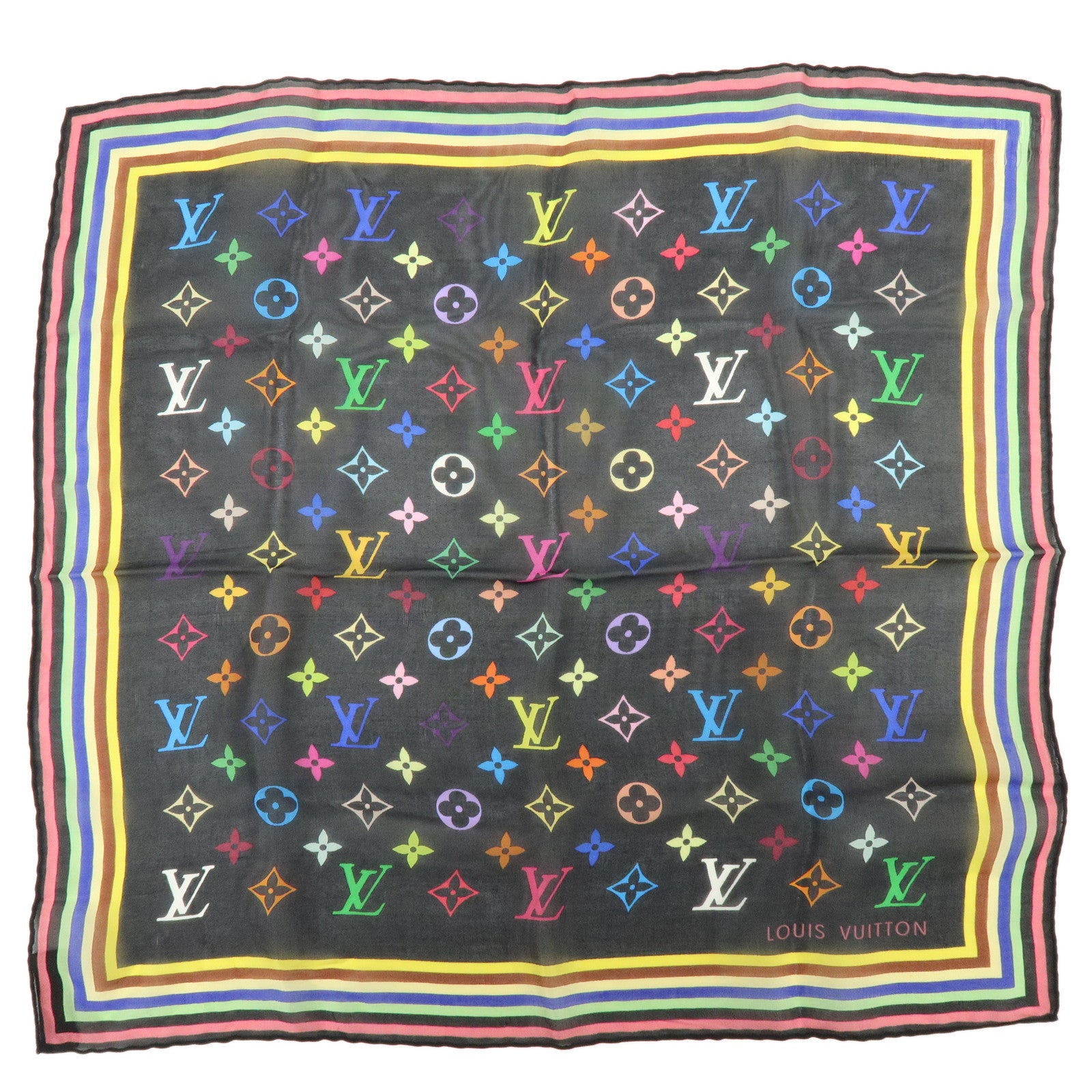 ルイヴィトン モノグラム マルチカラー　スカーフ　M71912 Louis Vuitton Monogram Multicolor Cotton 100％ Handkerchief M71912