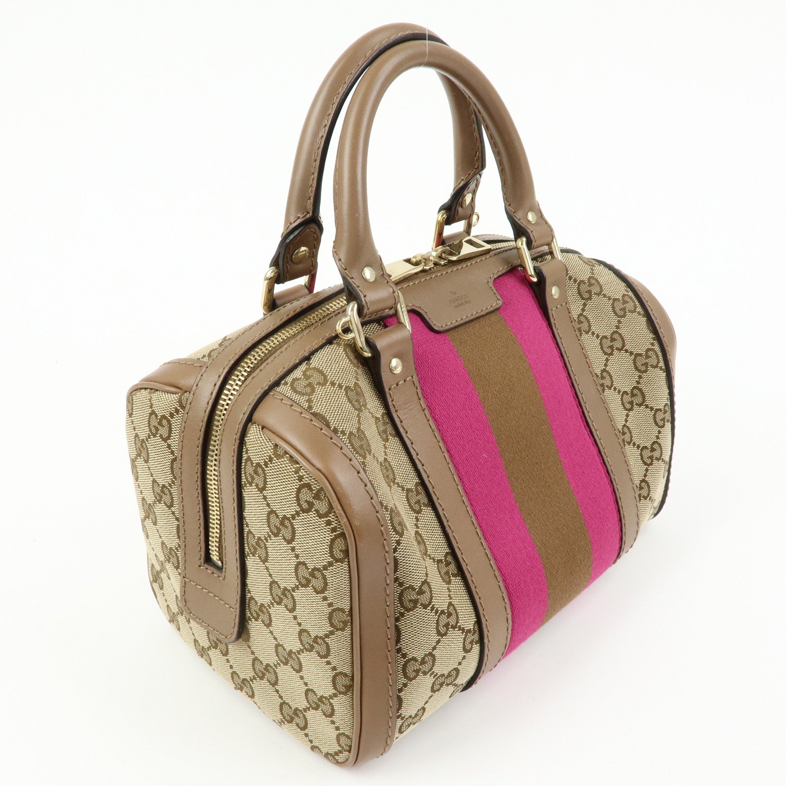 GUCCI Sherry GG Canvas Leather 2WAY Bag Boston Bag Beige 269876