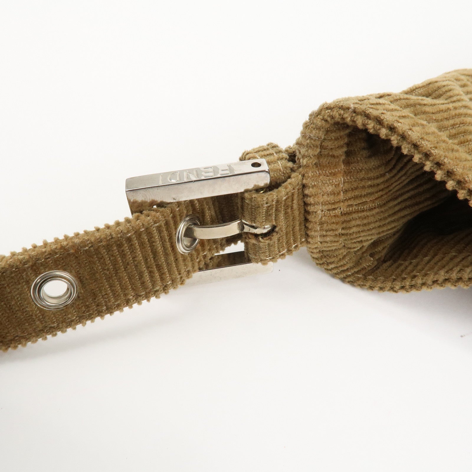 FENDI Mamma Baguette Corduroy Shoulder Bag Brown 26569 Used