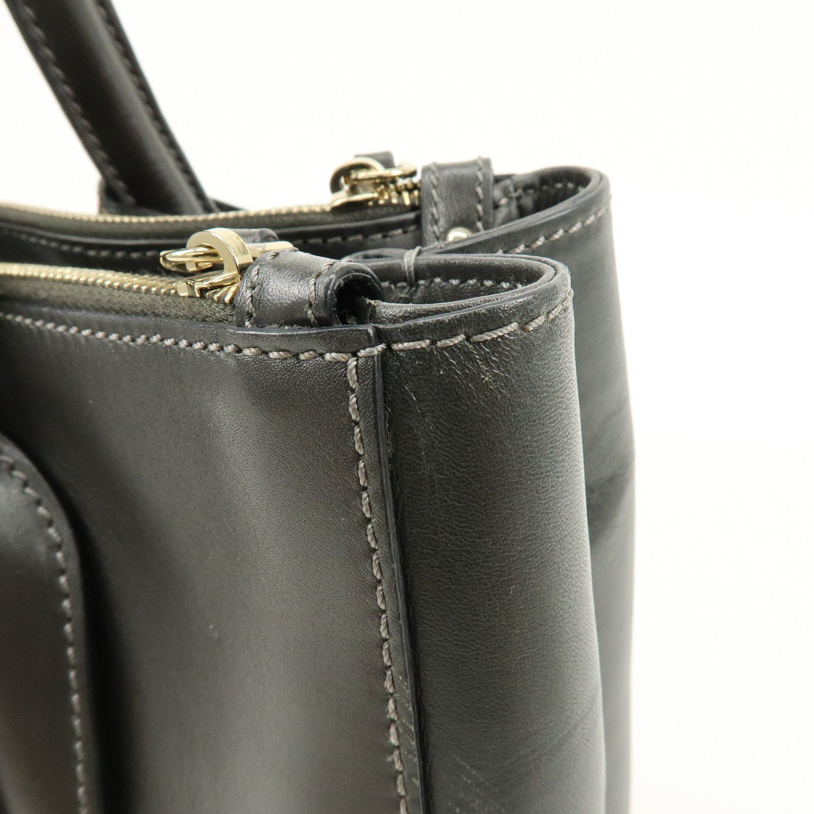 TOD’S D Cube Leather 2Way Bag Hand Bag Shoulder Bag Dark Gray