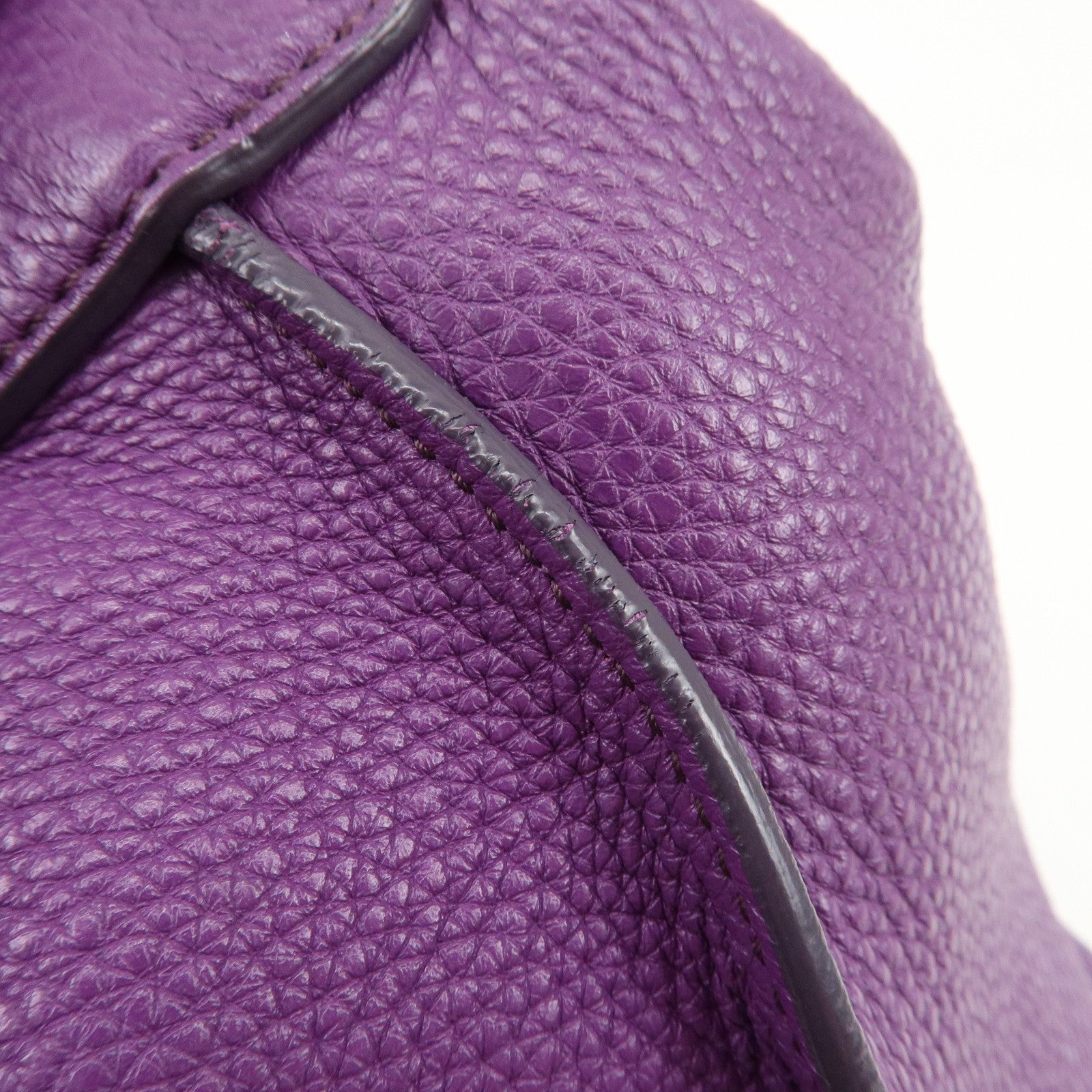 Ferragamo Gancini Logo Leather Shoulder Bag Hand Bag Purple
