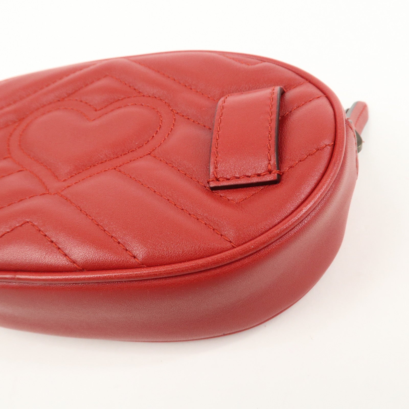 GUCCI GG Marmont Leather Waist Bag Crossbody Bag Red 476434
