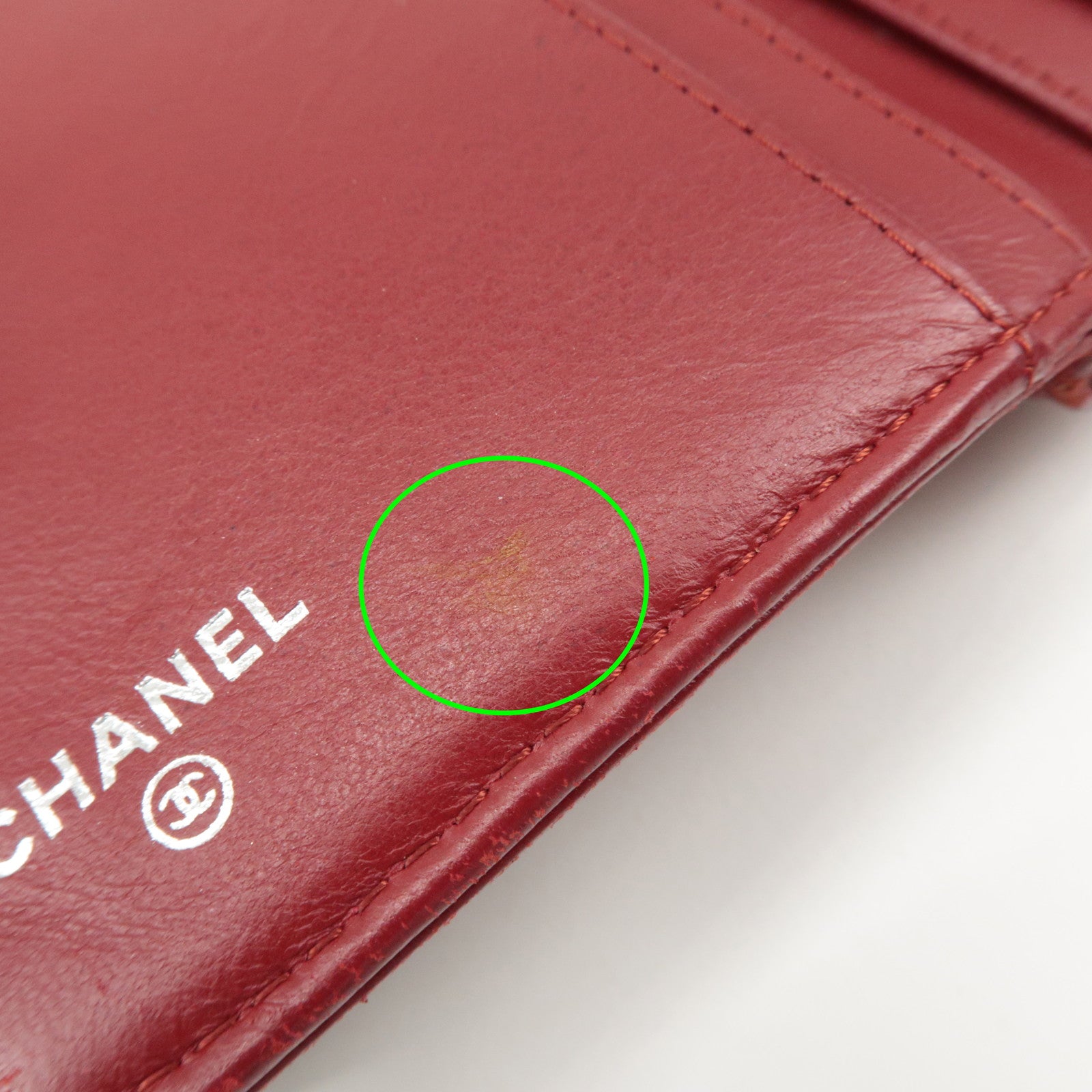CHANEL COCO Mark Camelia Leather Bi-fold Wallet Red A50087 Used