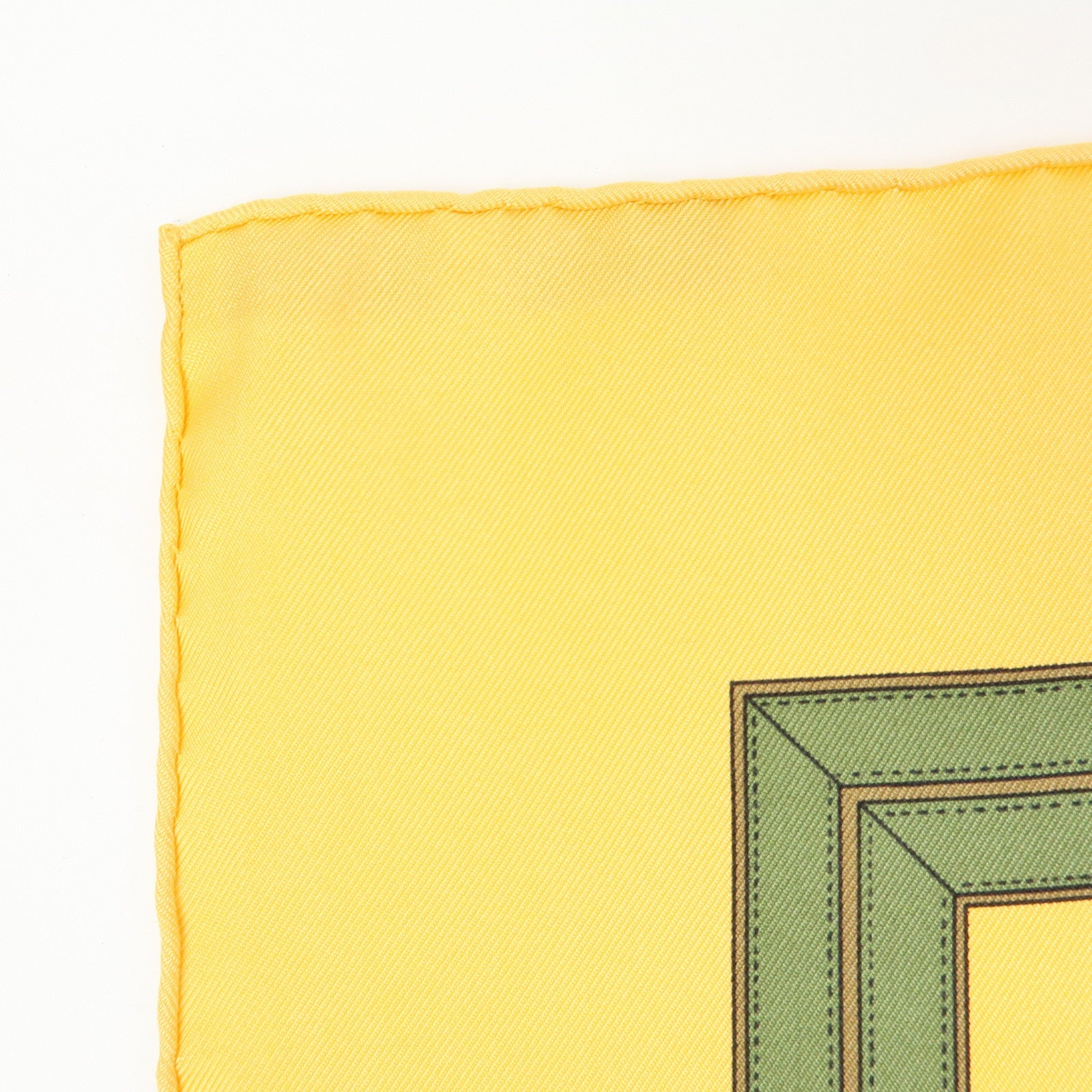 HERMES Carre 90 Silk 100% Scarf GRANDE TENUE Yellow Brown Green