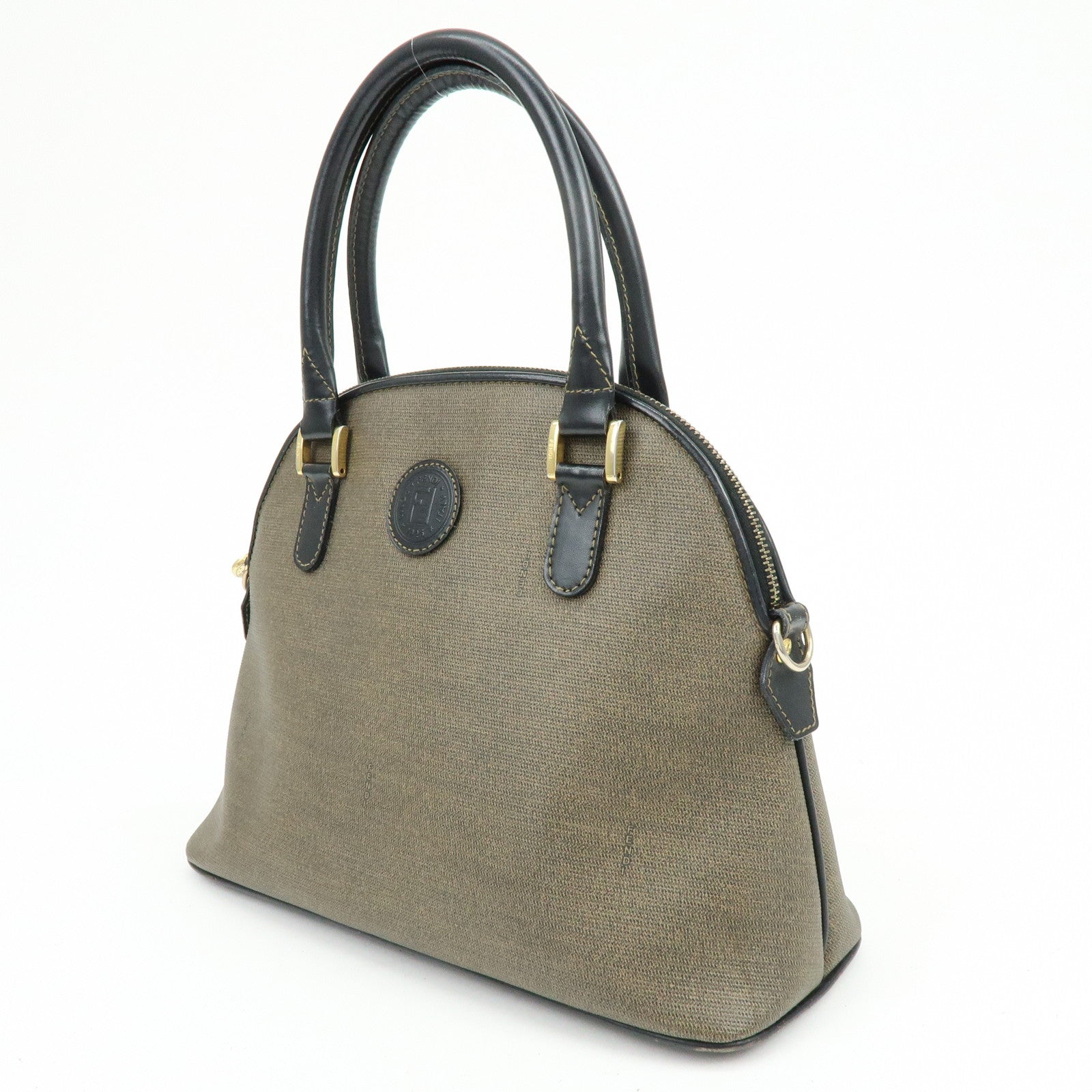 FENDI Leather 2Way Bag Hand Bag Shoulder Bag Crossbody Bag Brown