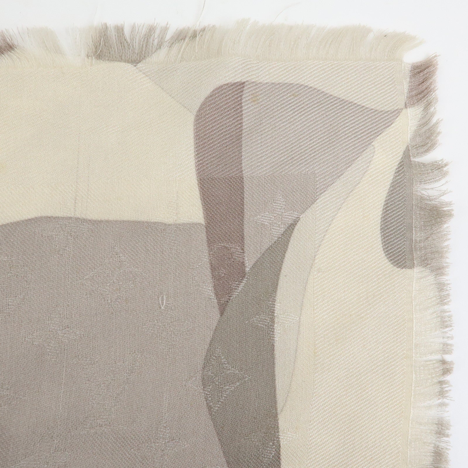 Louis Vuitton Monogram Silk Wool Shawl Scarf Camouflage Gray M75397