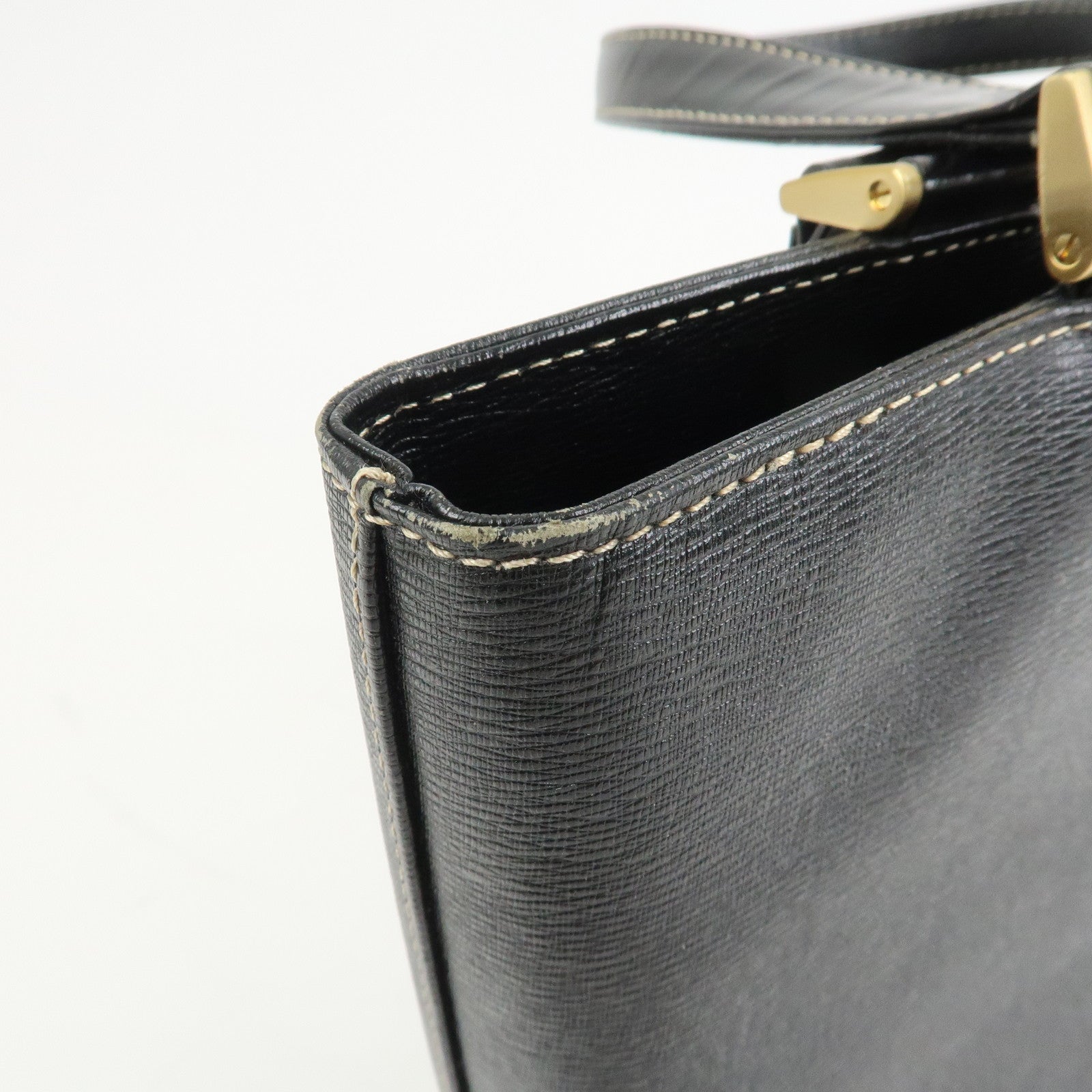 BURBERRY Logo Leather Tote Bag Shoulder Bag Hand Bag Black