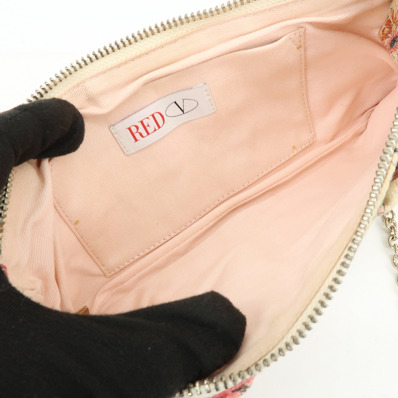 VALENTINO RED Valentino Canvas Ribbon Flower Chain Shoulder Bag