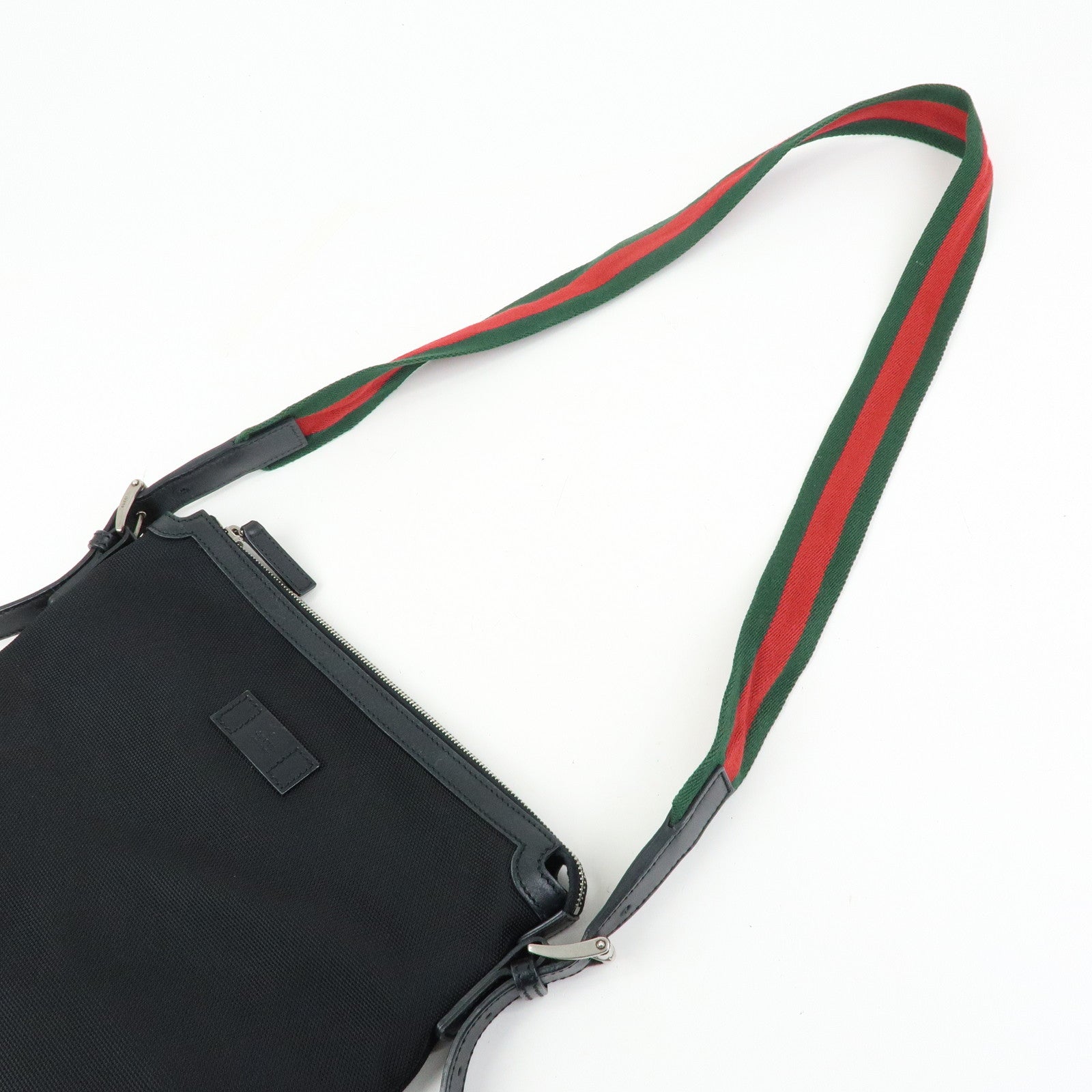 GUCCI Sherry Canvas Leather Shoulder Bag Crossbody Bag Black 353407