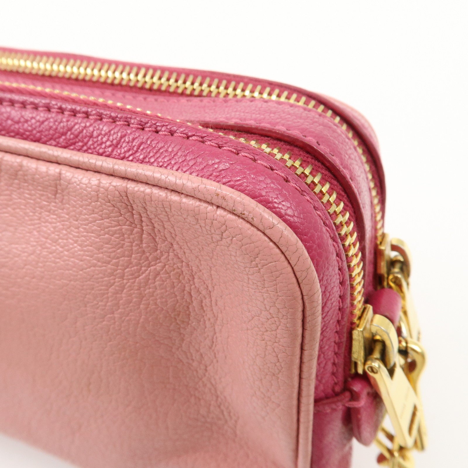MIU MIU Leather Shoulder Bag Crossbody Bag Pink Used