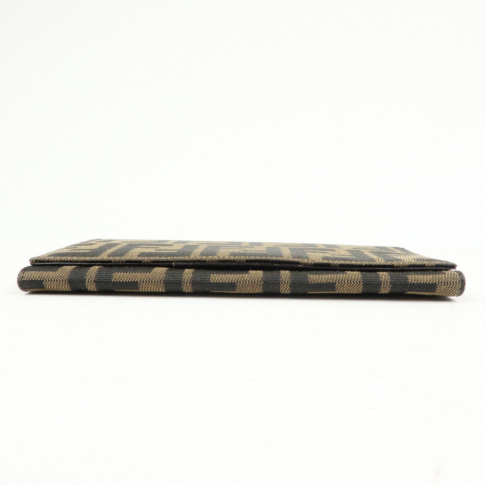 FENDI Zucca Canvas Bi-fold Long Wallet Black Brown 8M0009