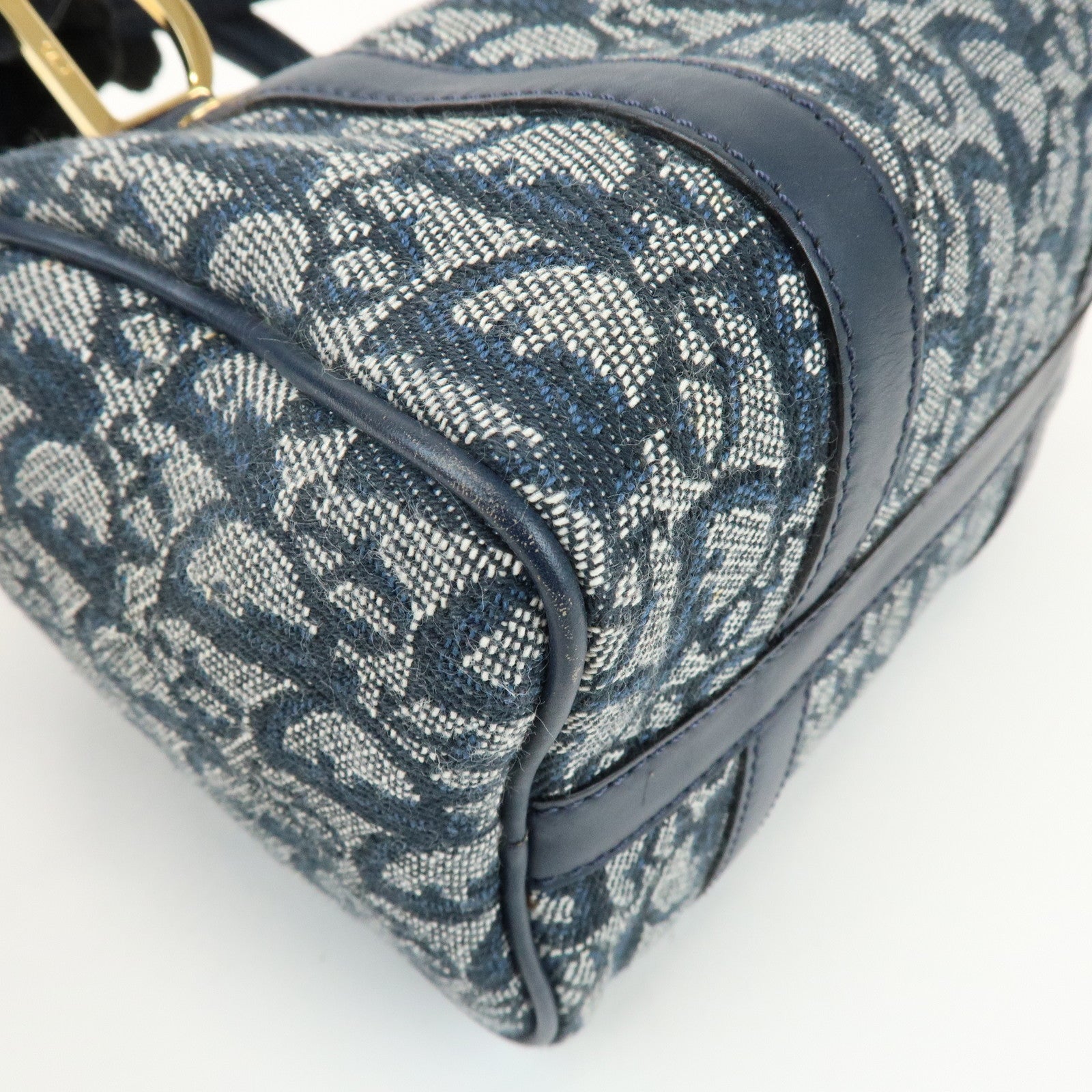 Christian Dior Trotter Canvas Leather Mini Boston Bag Hand Bag Navy