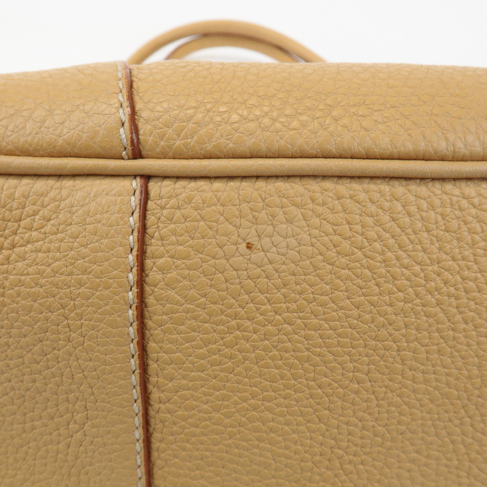 PRADA Leather Shoulder Bag Hand Bag Beige Silver HDW Used