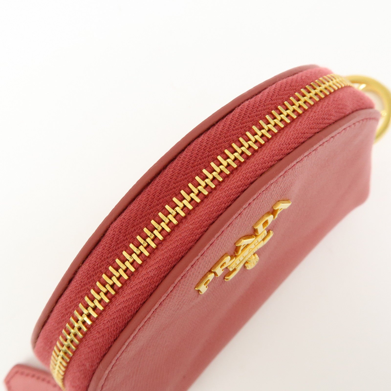 PRADA Saffiano Leather Bag Charm Accessory Pouch Pink 1M1218