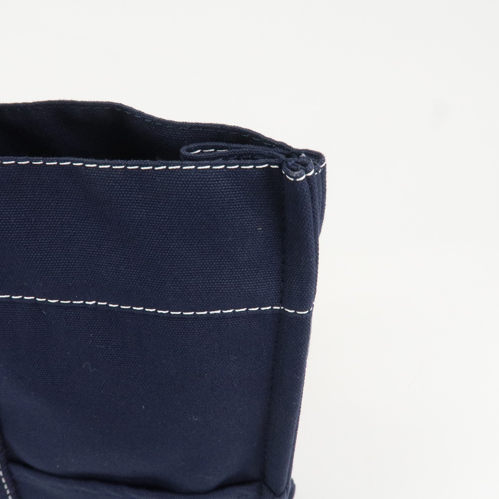 HERMES Deauville MM Cotton Tote Bag Hand Bag Navy