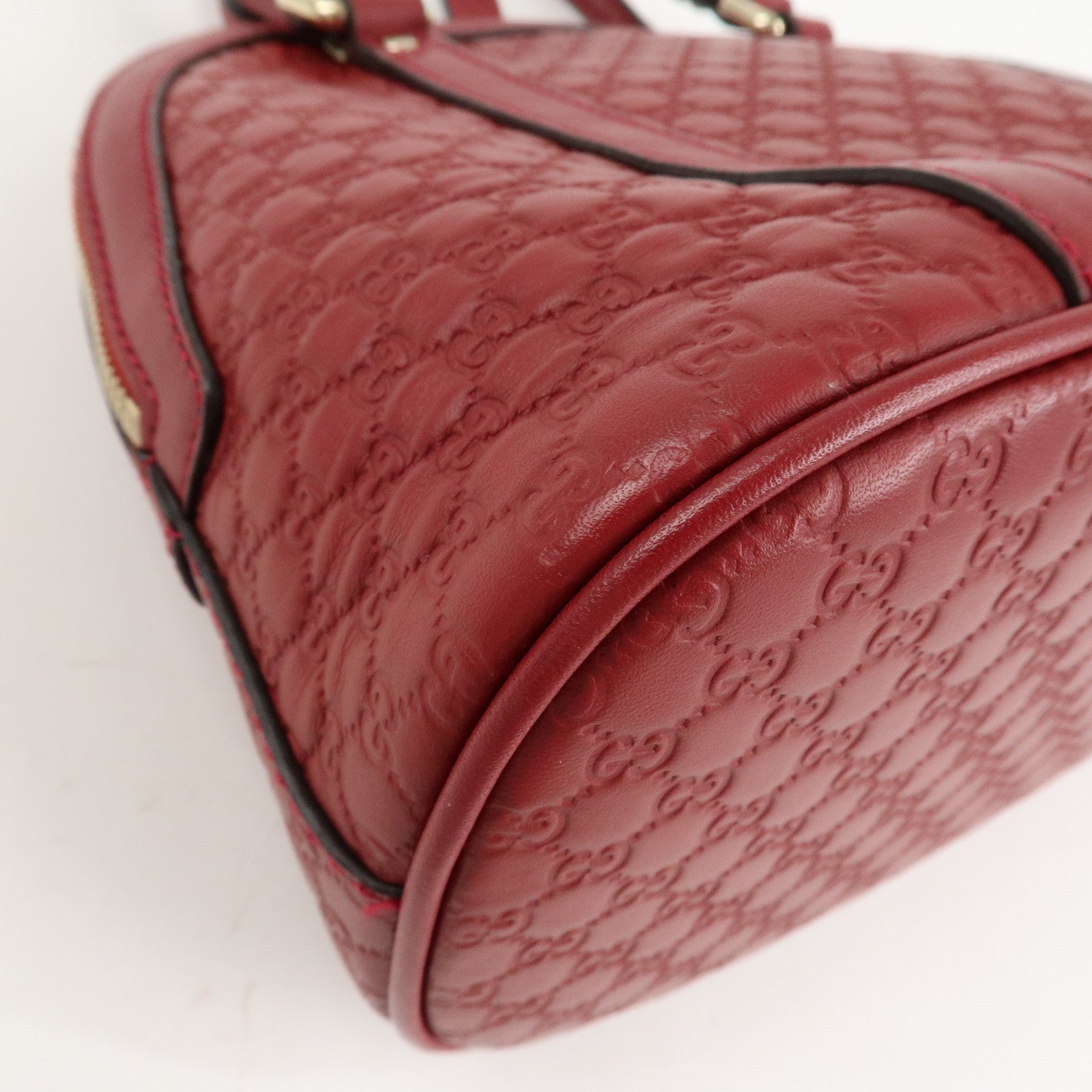 GUCCI Micro Guccissima Leather 2Way Hand Shoulder Bag Red 449654 Used