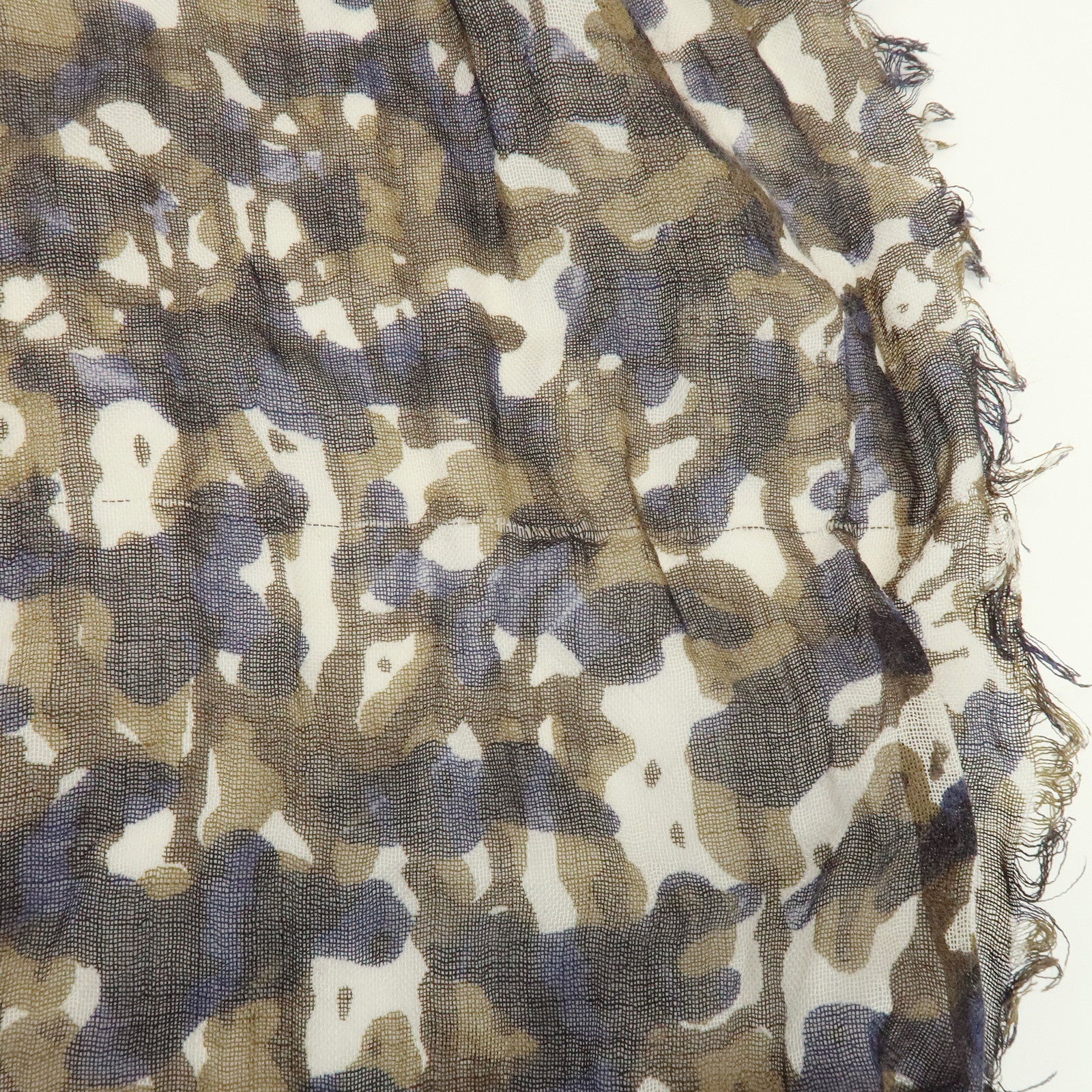 Louis Vuitton Cashmere Silk Scarf Shawl Camouflage Khaki M75136