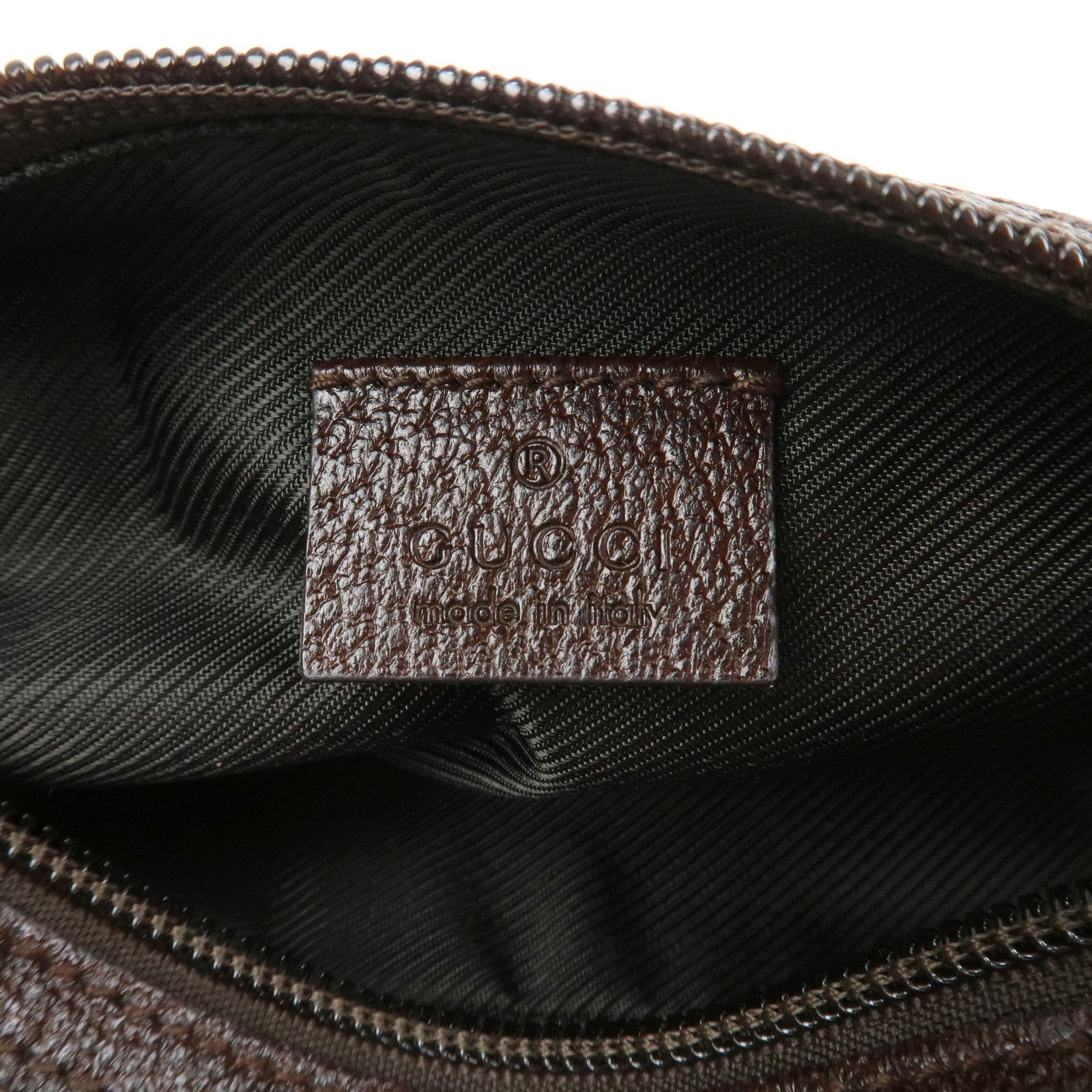 GUCCI GG Monogram Canvas Leather Pouch Cosmetic Case Brown 29596