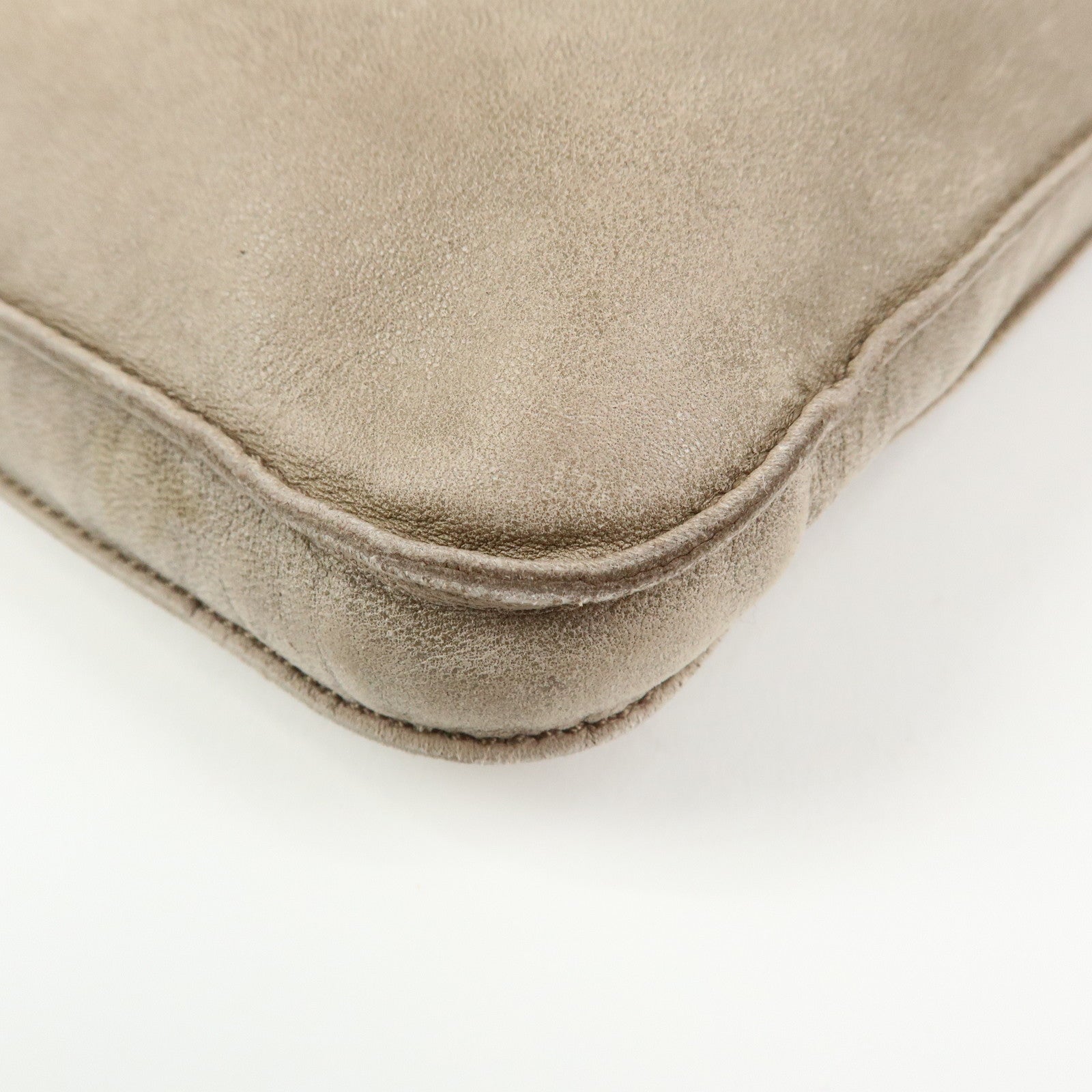 HERMES Leather Clou de Selle Shoulder Bag □M Stamped Beige